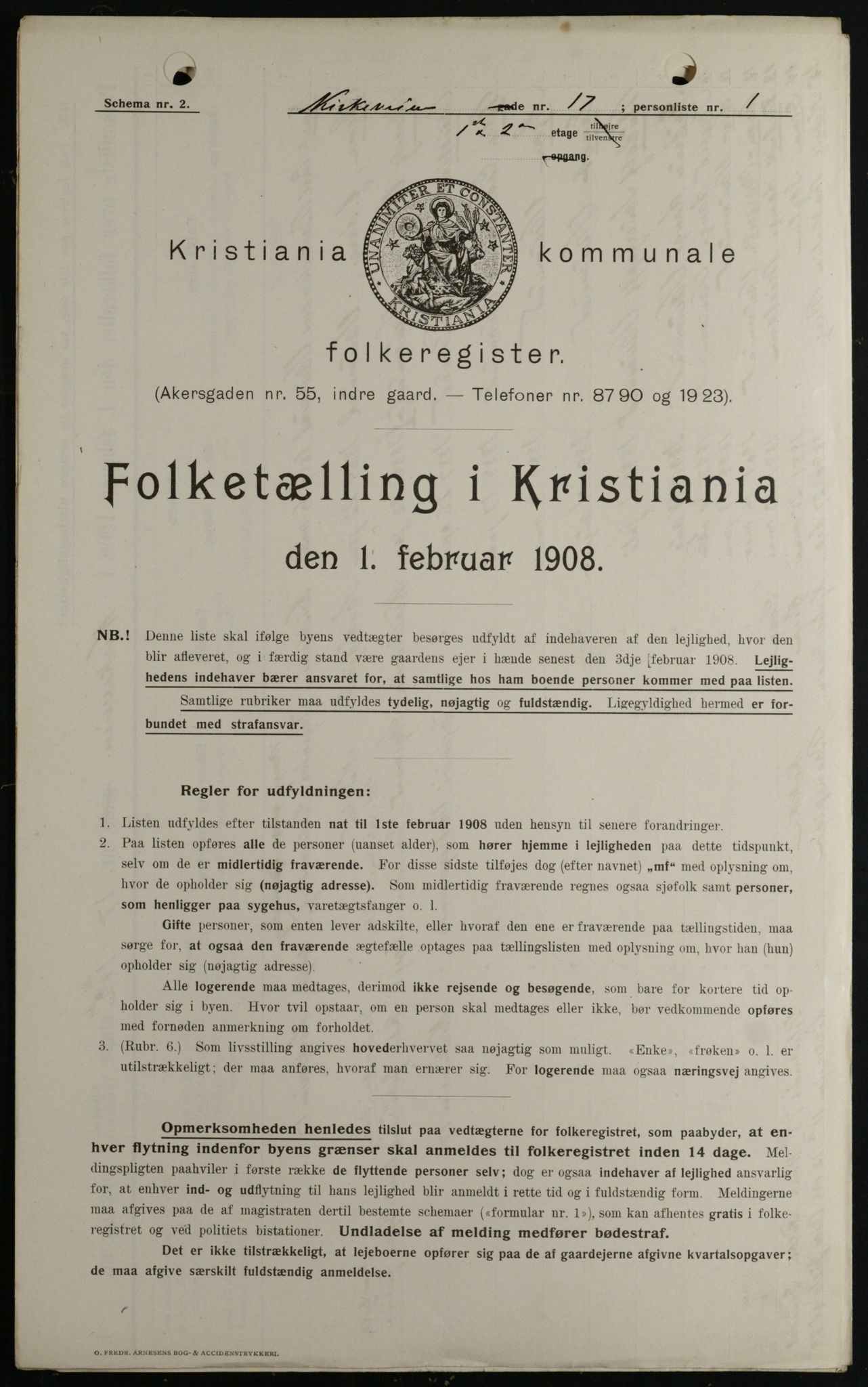 OBA, Municipal Census 1908 for Kristiania, 1908, p. 45601