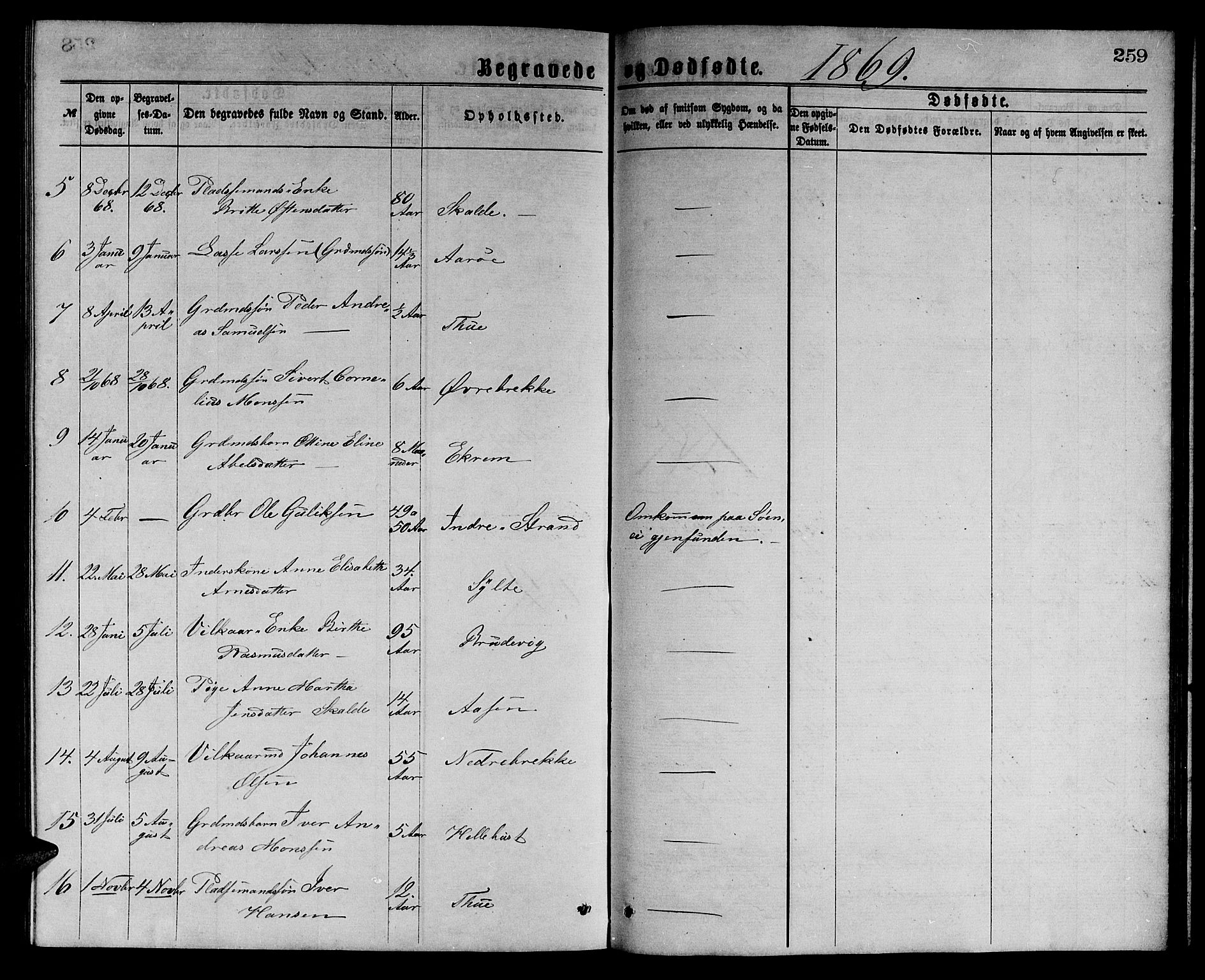 Ministerialprotokoller, klokkerbøker og fødselsregistre - Møre og Romsdal, SAT/A-1454/501/L0016: Parish register (copy) no. 501C02, 1868-1884, p. 259