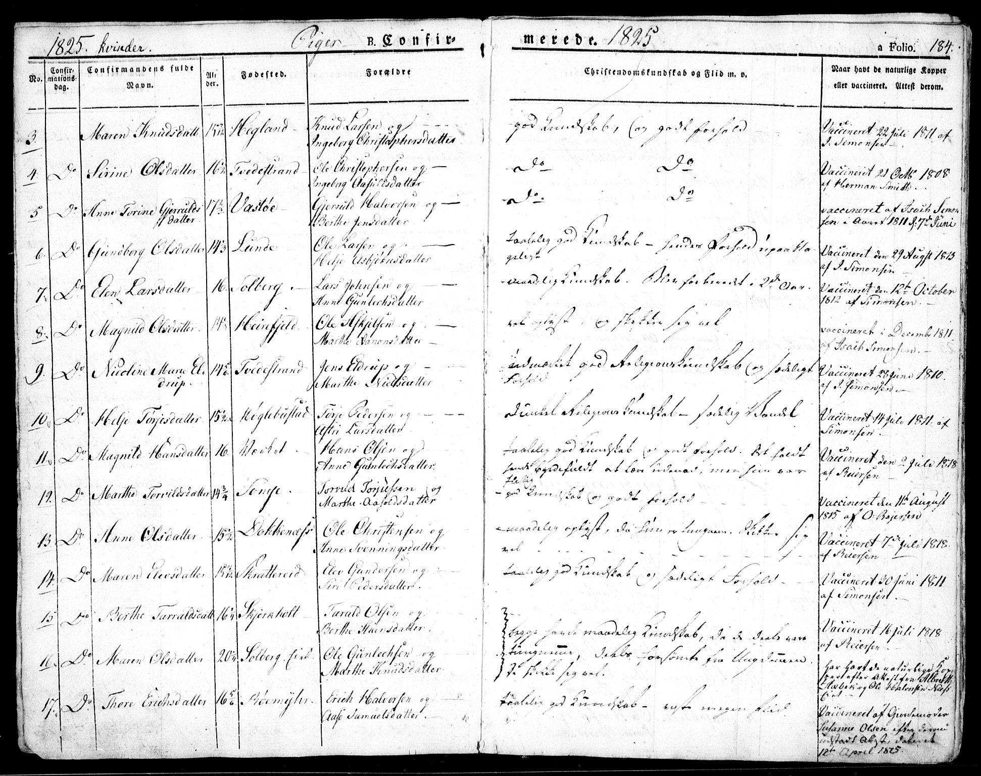 Holt sokneprestkontor, SAK/1111-0021/F/Fa/L0006: Parish register (official) no. A 6, 1820-1835, p. 184