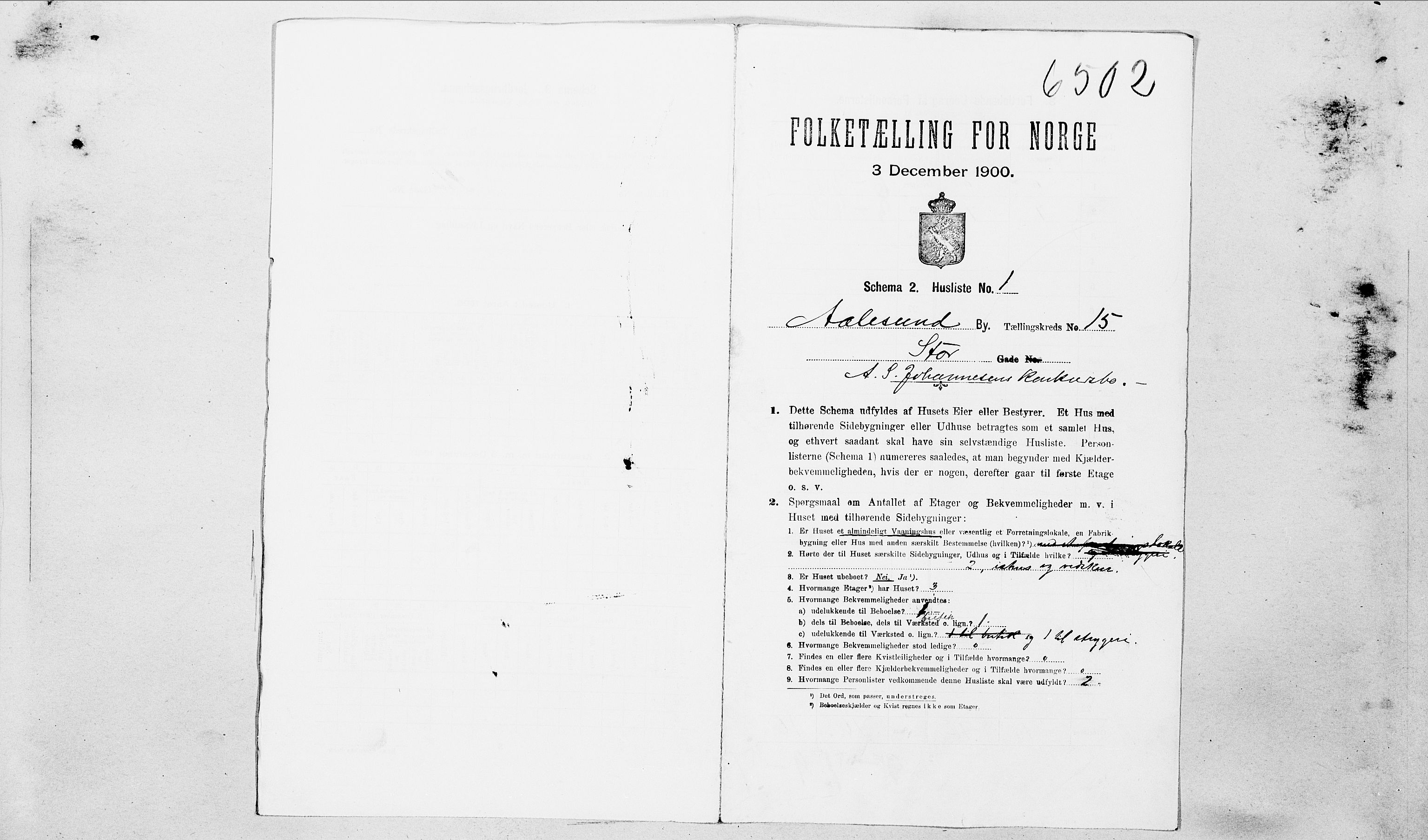 SAT, 1900 census for Ålesund, 1900, p. 6100