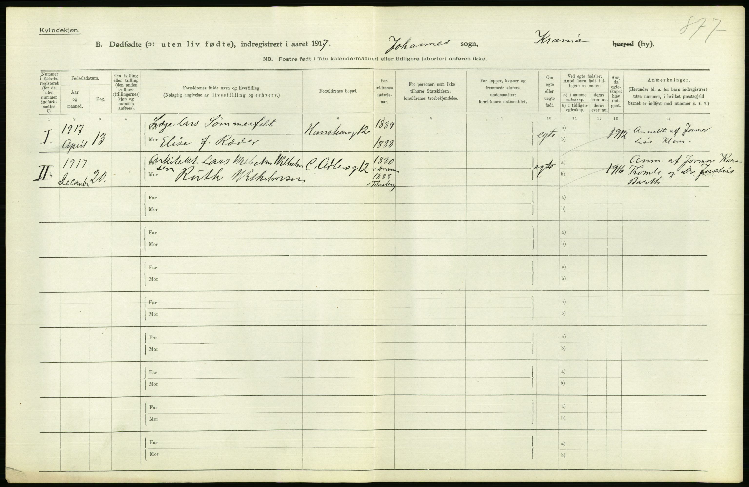 Statistisk sentralbyrå, Sosiodemografiske emner, Befolkning, AV/RA-S-2228/D/Df/Dfb/Dfbg/L0011: Kristiania: Døde, dødfødte., 1917, p. 596