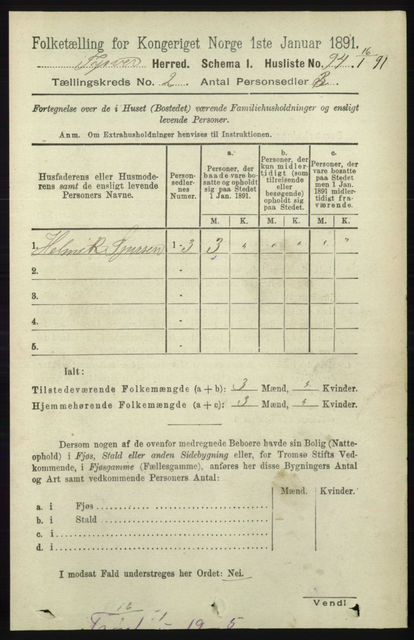 RA, 1891 census for 1146 Tysvær, 1891, p. 695