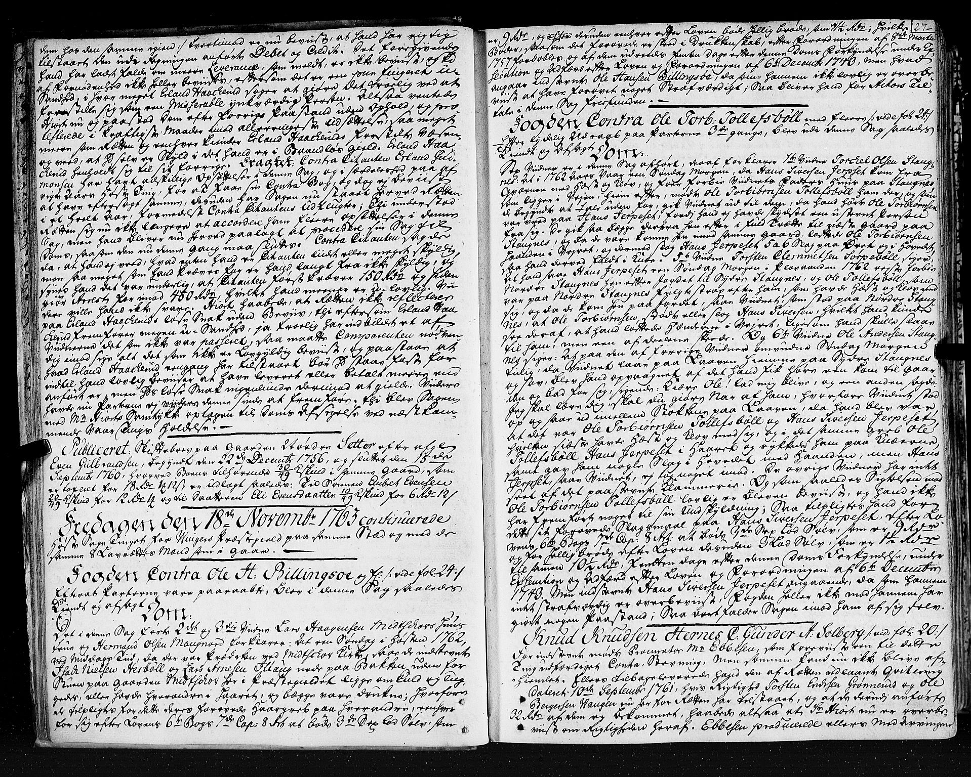 Solør og Østerdalen sorenskriveri, AV/SAH-TING-024/G/Gb/L0070: Tingbok, 1763-1766, p. 26b-27a