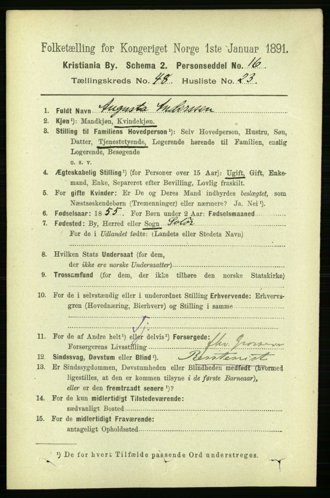 RA, 1891 census for 0301 Kristiania, 1891, p. 28500