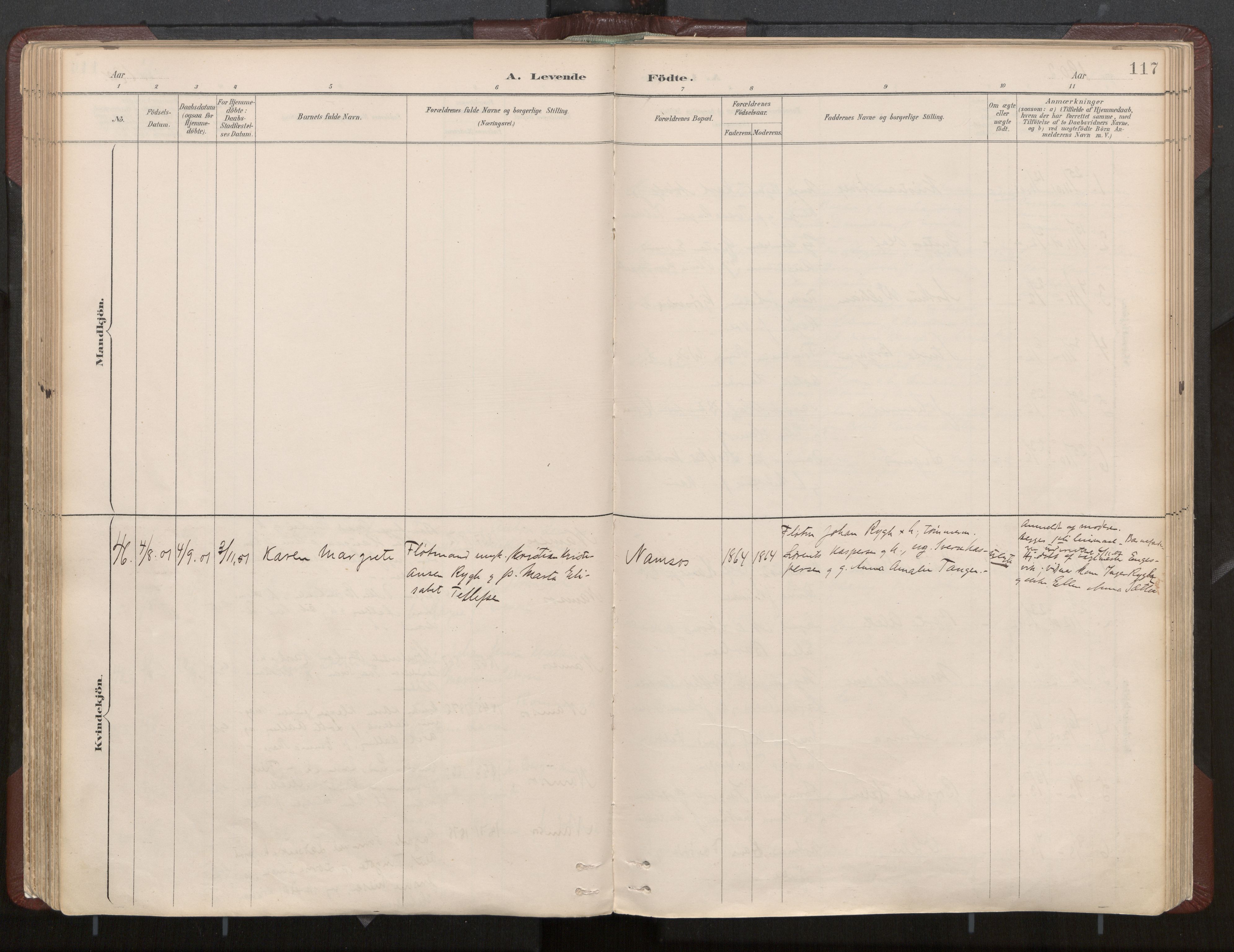 Ministerialprotokoller, klokkerbøker og fødselsregistre - Nord-Trøndelag, AV/SAT-A-1458/768/L0574: Parish register (official) no. 768A08, 1887-1927, p. 117