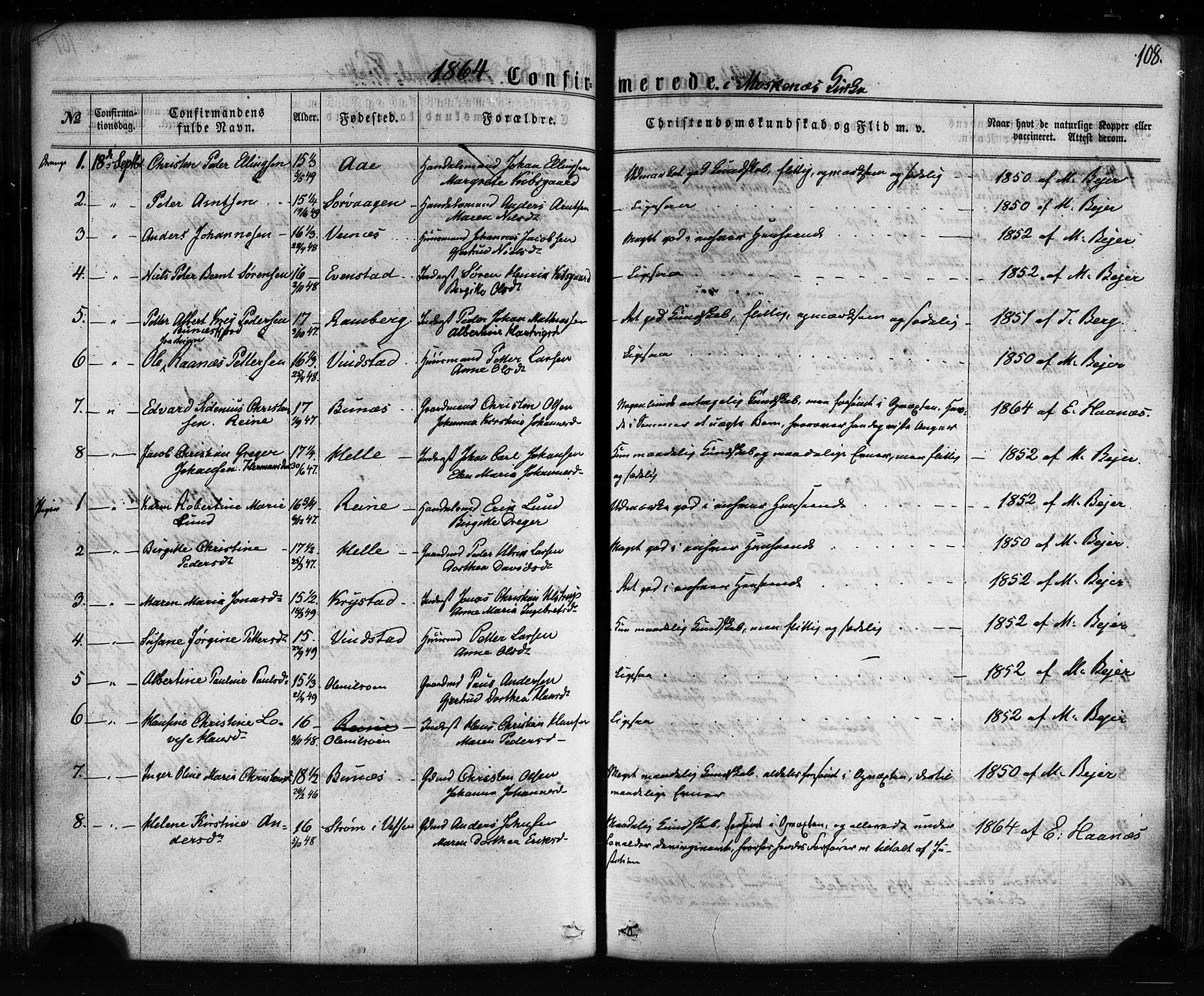 Ministerialprotokoller, klokkerbøker og fødselsregistre - Nordland, SAT/A-1459/885/L1203: Parish register (official) no. 885A04, 1859-1877, p. 108