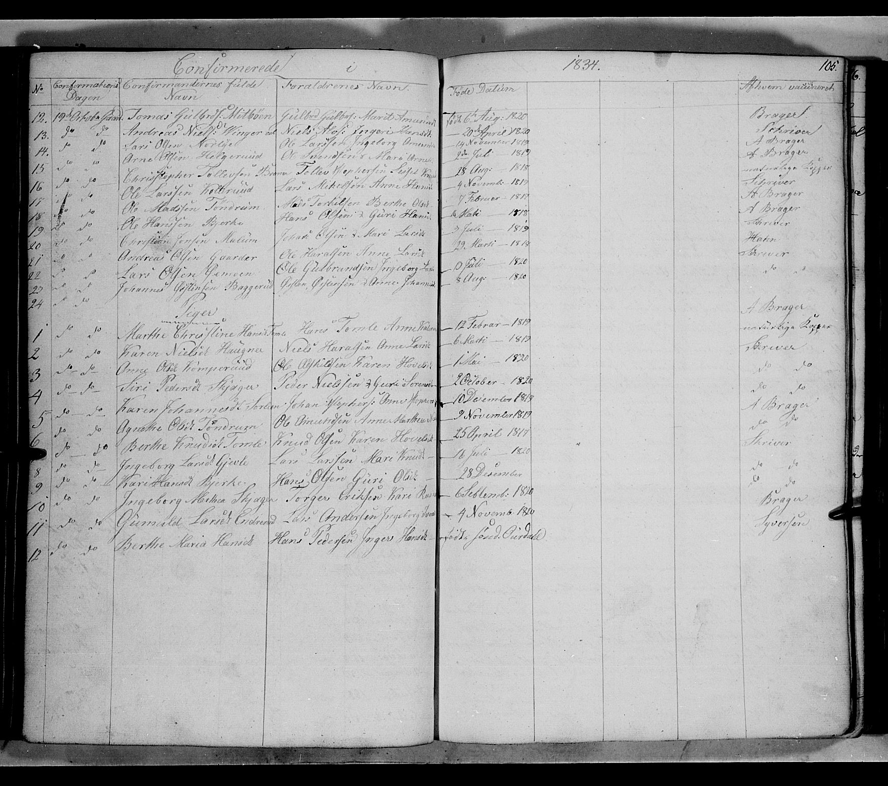 Land prestekontor, AV/SAH-PREST-120/H/Ha/Hab/L0002: Parish register (copy) no. 2, 1833-1849, p. 105