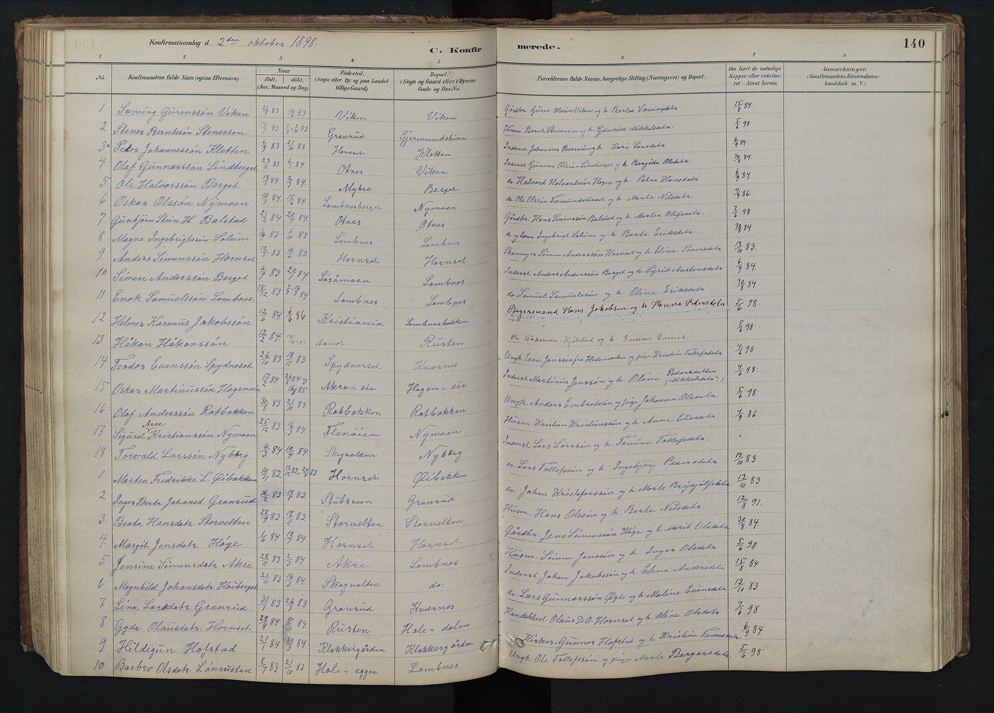 Rendalen prestekontor, AV/SAH-PREST-054/H/Ha/Hab/L0009: Parish register (copy) no. 9, 1879-1902, p. 140