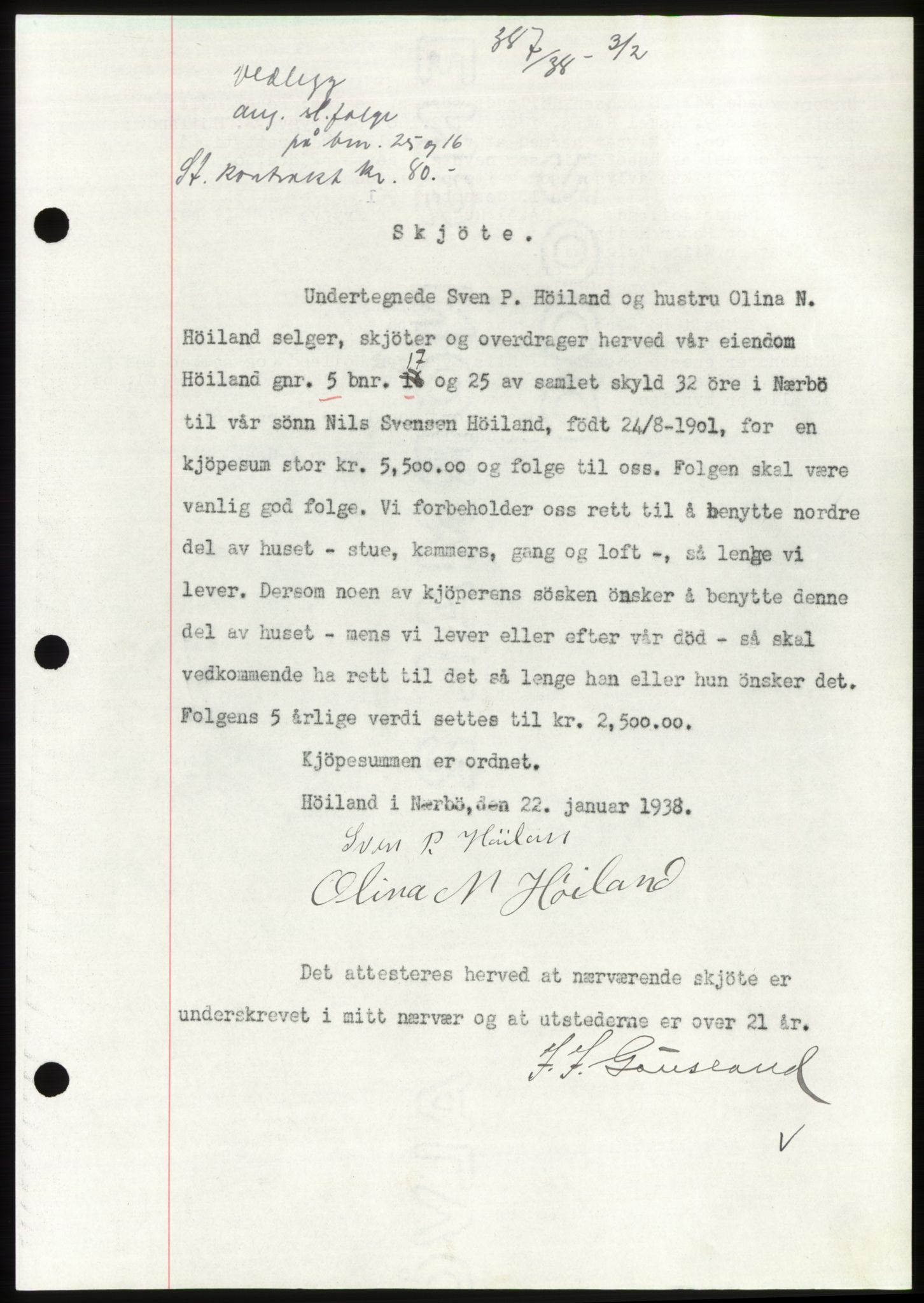 Jæren sorenskriveri, AV/SAST-A-100310/03/G/Gba/L0070: Mortgage book, 1938-1938, Diary no: : 387/1938