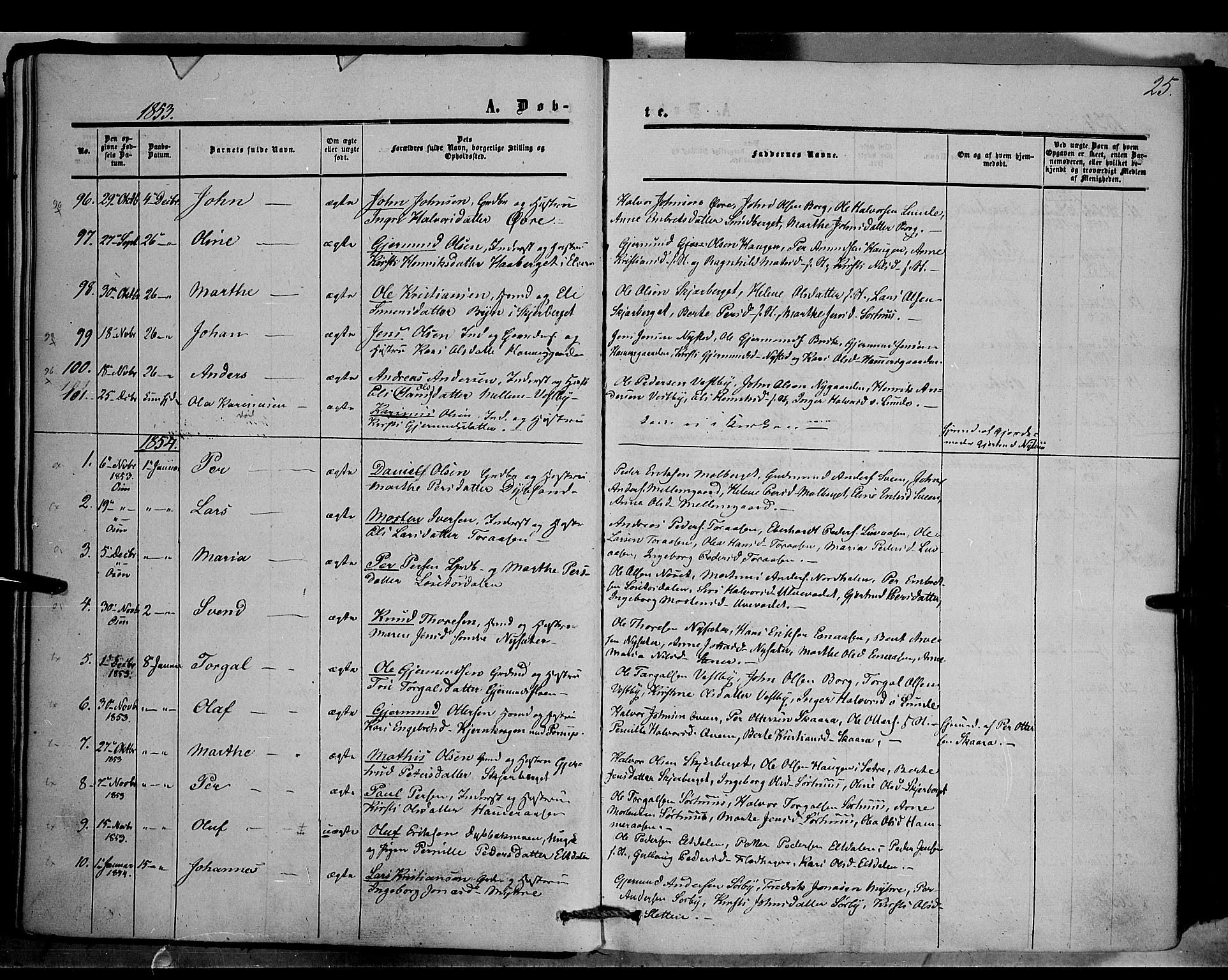 Trysil prestekontor, SAH/PREST-046/H/Ha/Haa/L0005: Parish register (official) no. 5, 1851-1865, p. 25