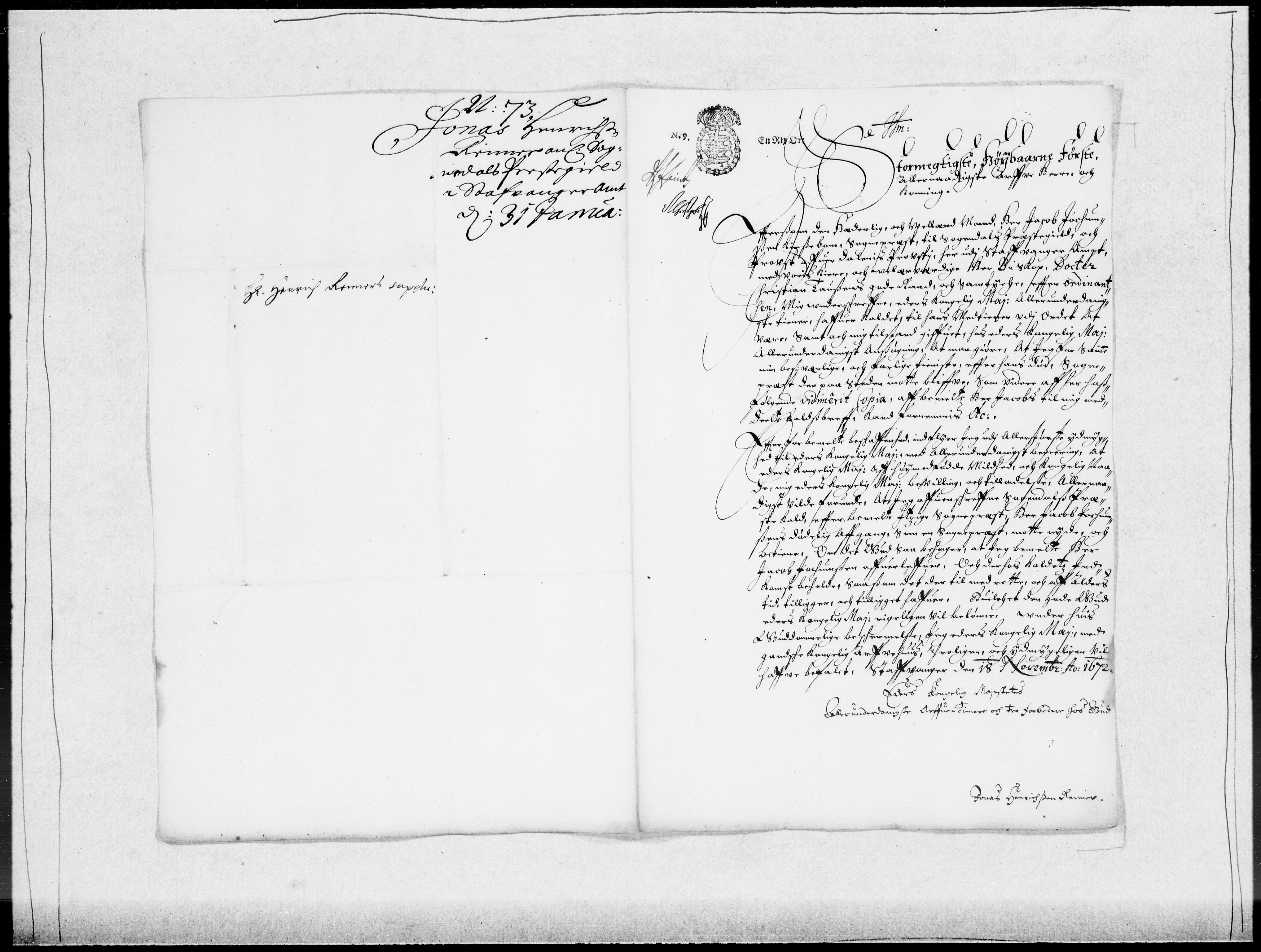 Danske Kanselli 1572-1799, AV/RA-EA-3023/F/Fc/Fcc/Fcca/L0031: Norske innlegg 1572-1799, 1671-1673, p. 286