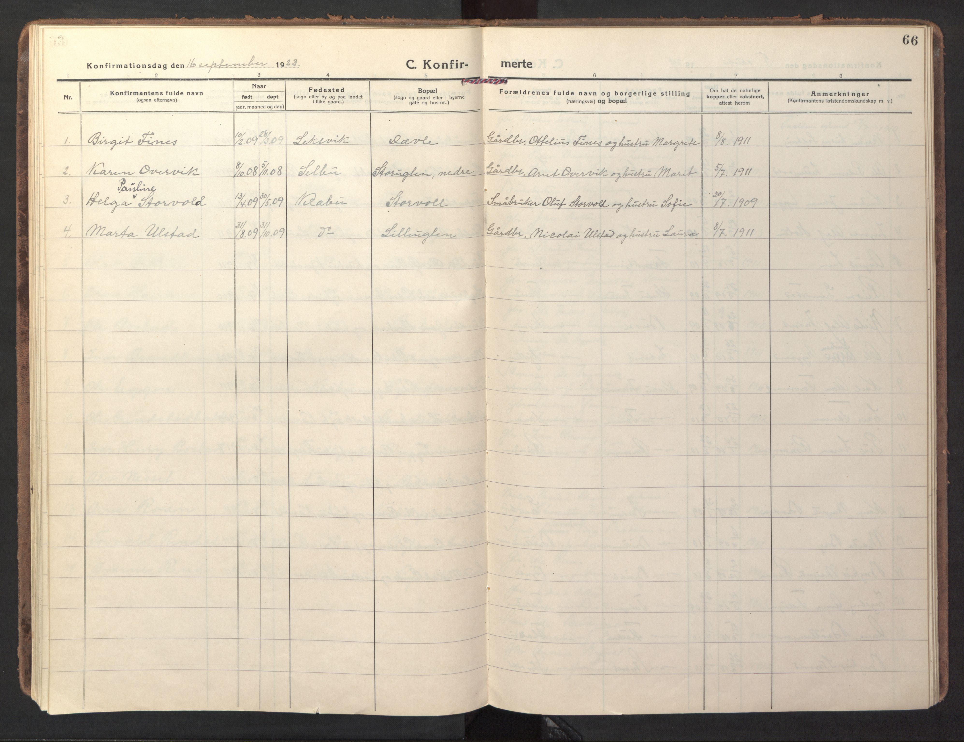 Ministerialprotokoller, klokkerbøker og fødselsregistre - Sør-Trøndelag, AV/SAT-A-1456/618/L0449: Parish register (official) no. 618A12, 1917-1924, p. 66