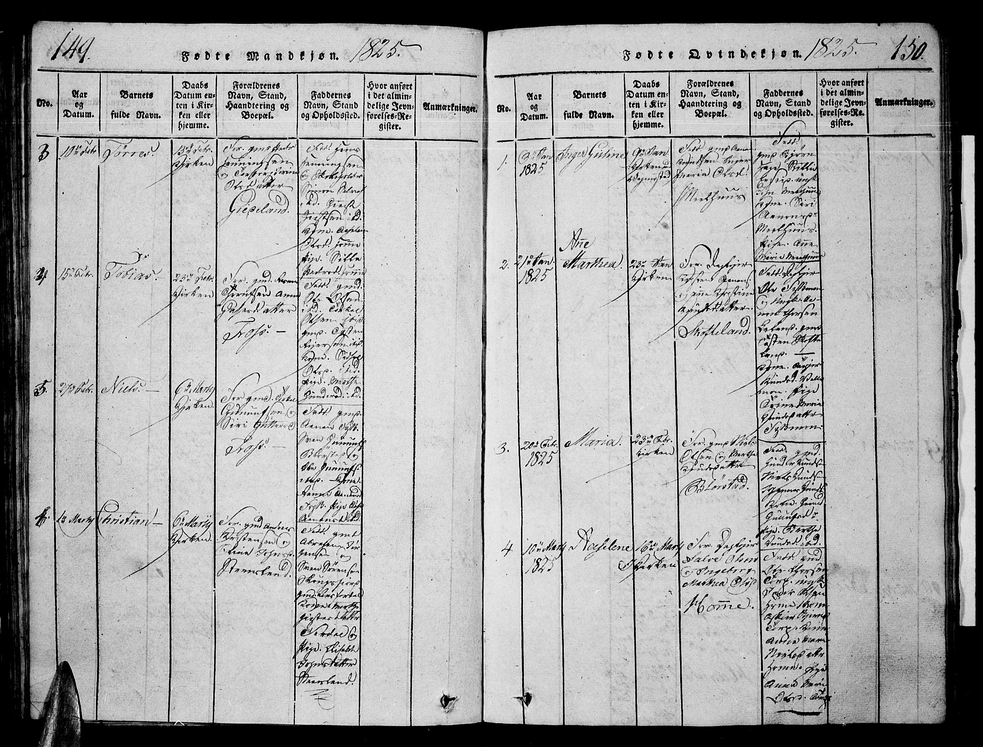 Sør-Audnedal sokneprestkontor, SAK/1111-0039/F/Fb/Fbb/L0001: Parish register (copy) no. B 1, 1815-1827, p. 149-150