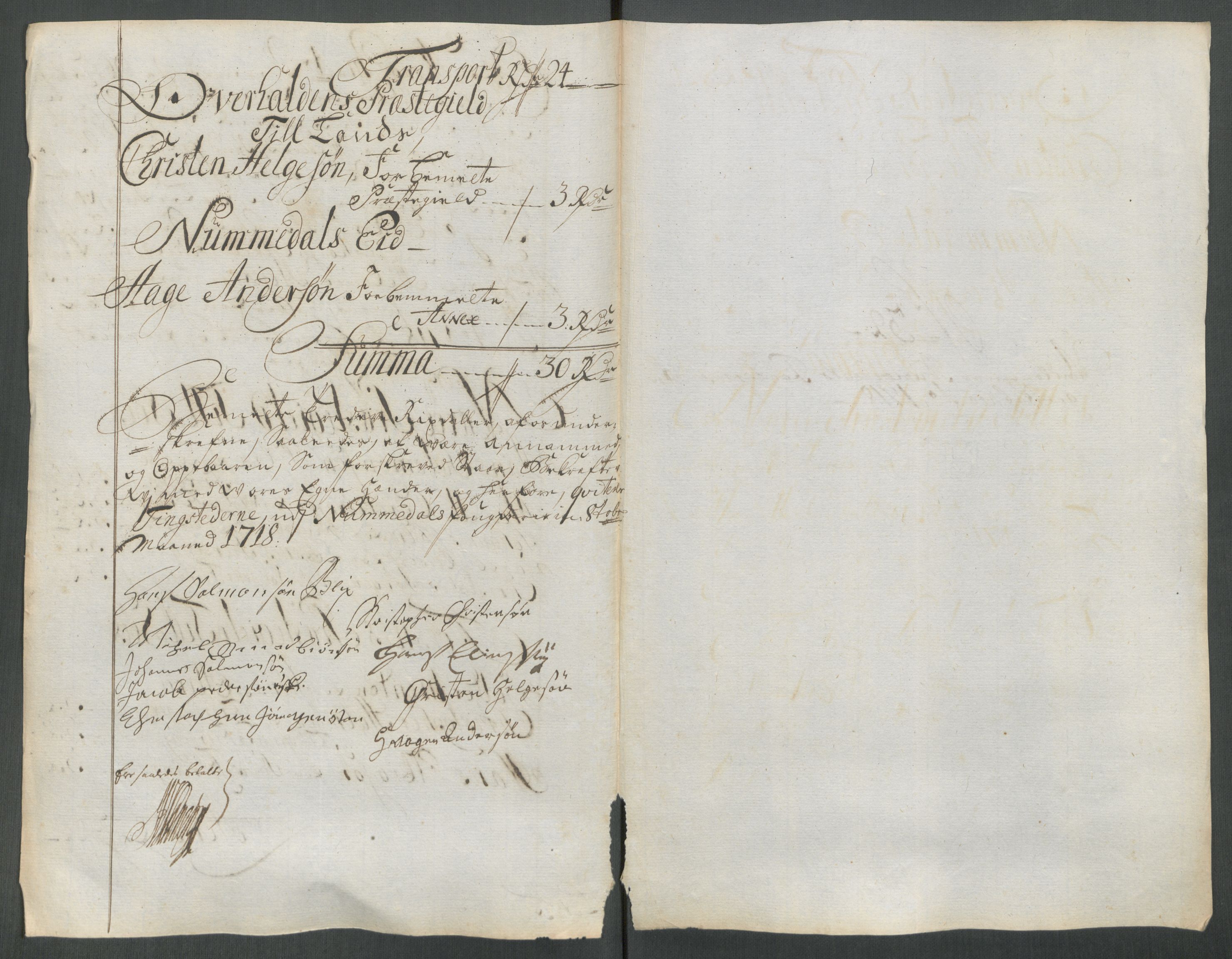 Rentekammeret inntil 1814, Reviderte regnskaper, Fogderegnskap, AV/RA-EA-4092/R64/L4439: Fogderegnskap Namdal, 1718, p. 205