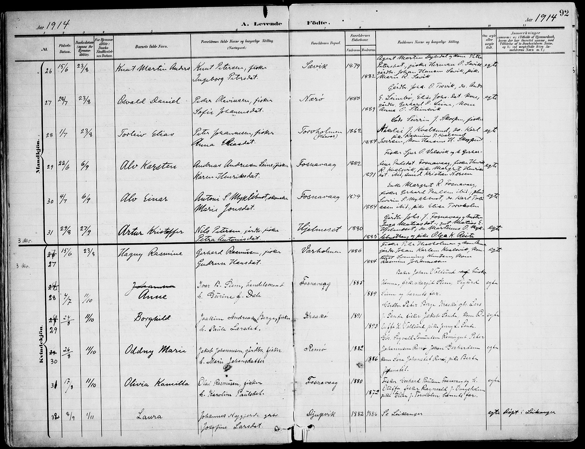 Ministerialprotokoller, klokkerbøker og fødselsregistre - Møre og Romsdal, AV/SAT-A-1454/507/L0075: Parish register (official) no. 507A10, 1901-1920, p. 92