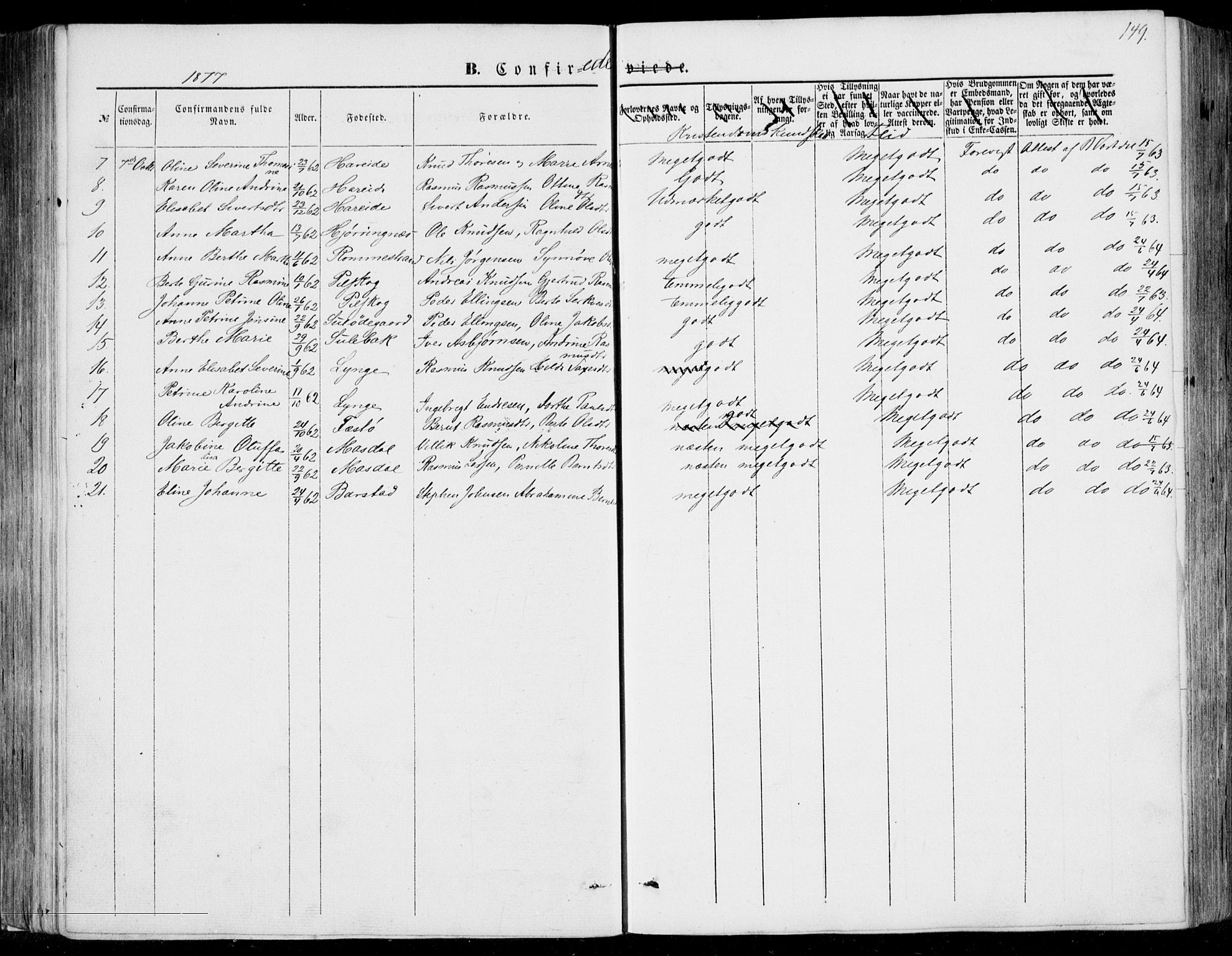 Ministerialprotokoller, klokkerbøker og fødselsregistre - Møre og Romsdal, SAT/A-1454/510/L0121: Parish register (official) no. 510A01, 1848-1877, p. 149