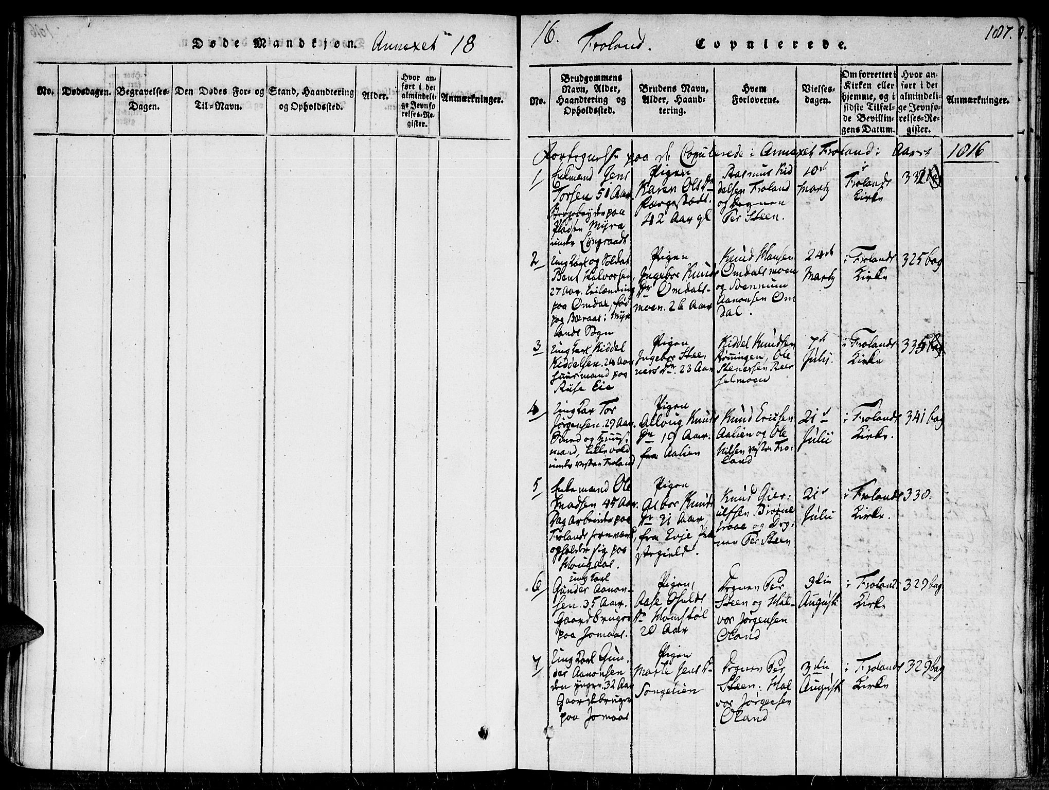 Fjære sokneprestkontor, SAK/1111-0011/F/Fa/L0001: Parish register (official) no. A 1 /2, 1816-1826, p. 187
