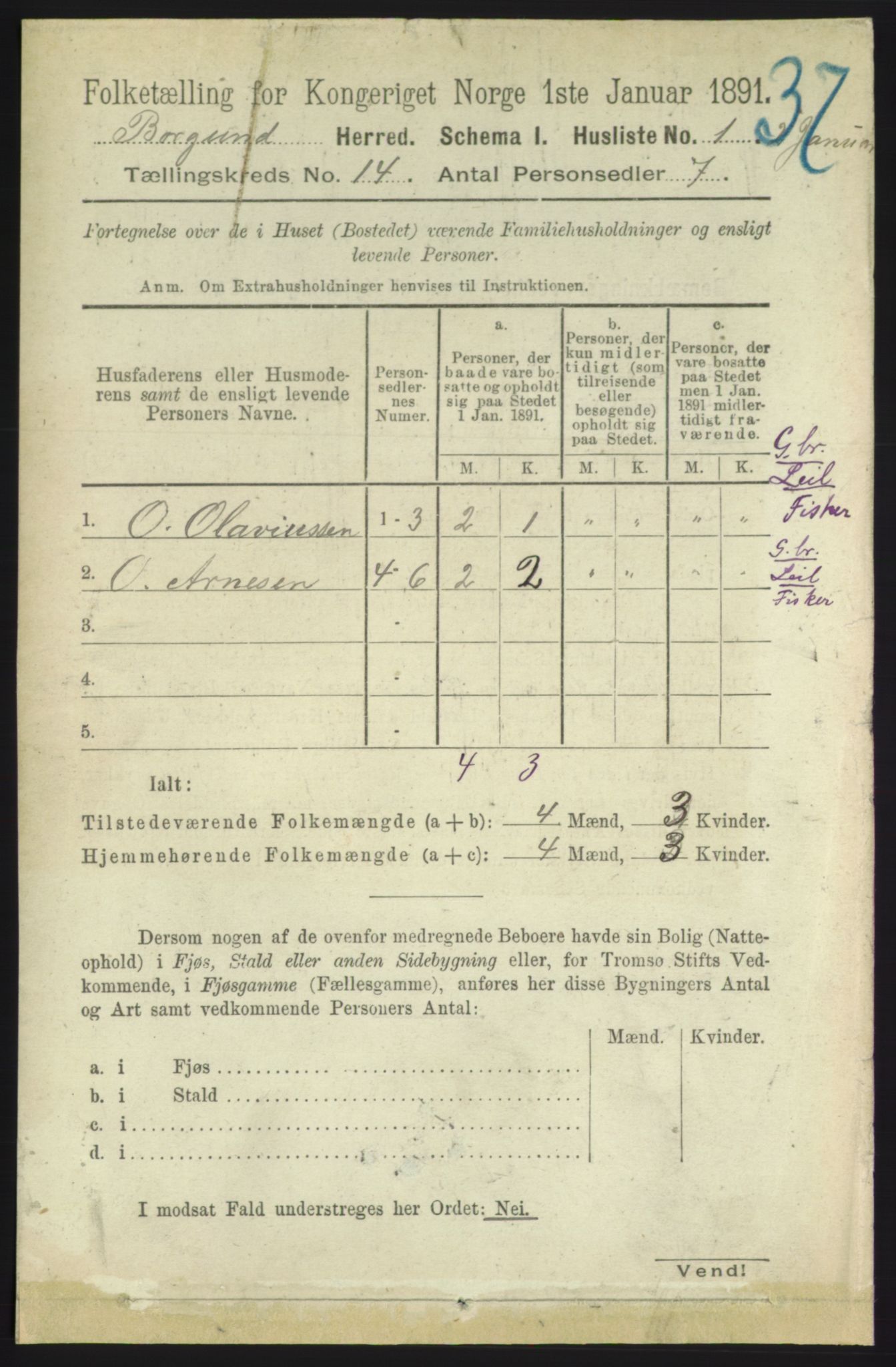 RA, 1891 census for 1531 Borgund, 1891, p. 4022