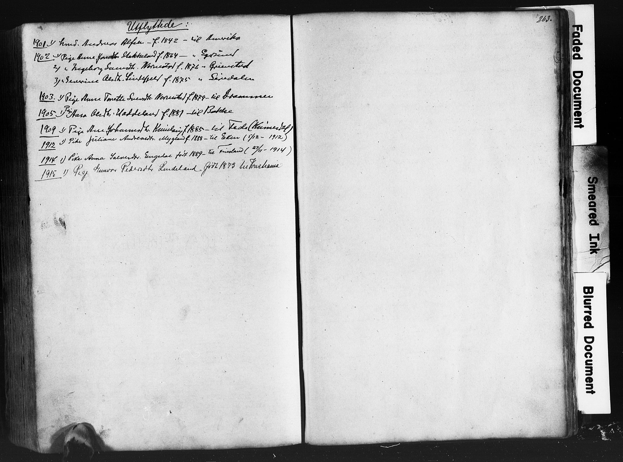 Fjotland sokneprestkontor, SAK/1111-0010/F/Fb/L0003: Parish register (copy) no. B 3, 1872-1924, p. 263