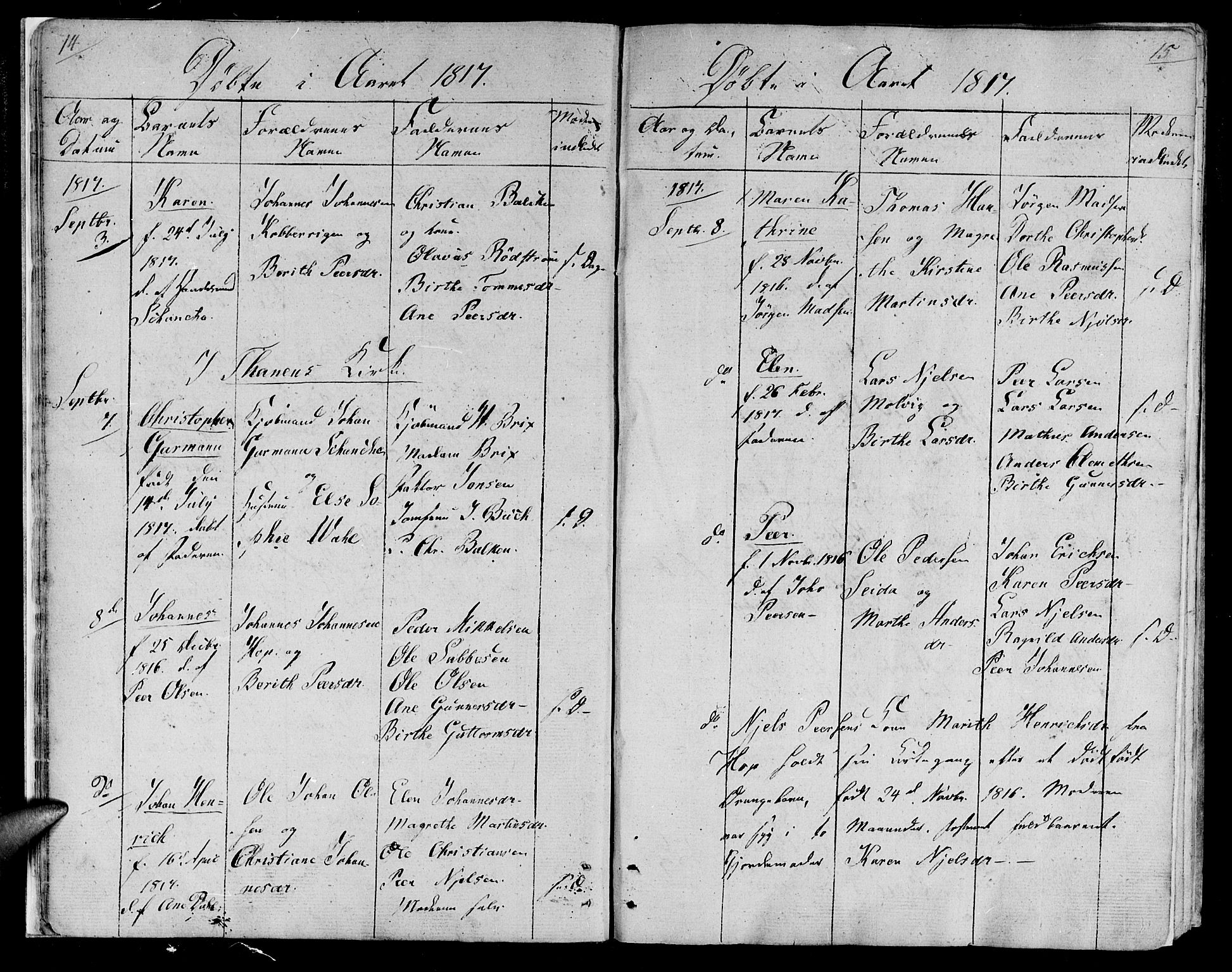 Lebesby sokneprestkontor, SATØ/S-1353/H/Ha/L0002kirke: Parish register (official) no. 2, 1816-1833, p. 14-15