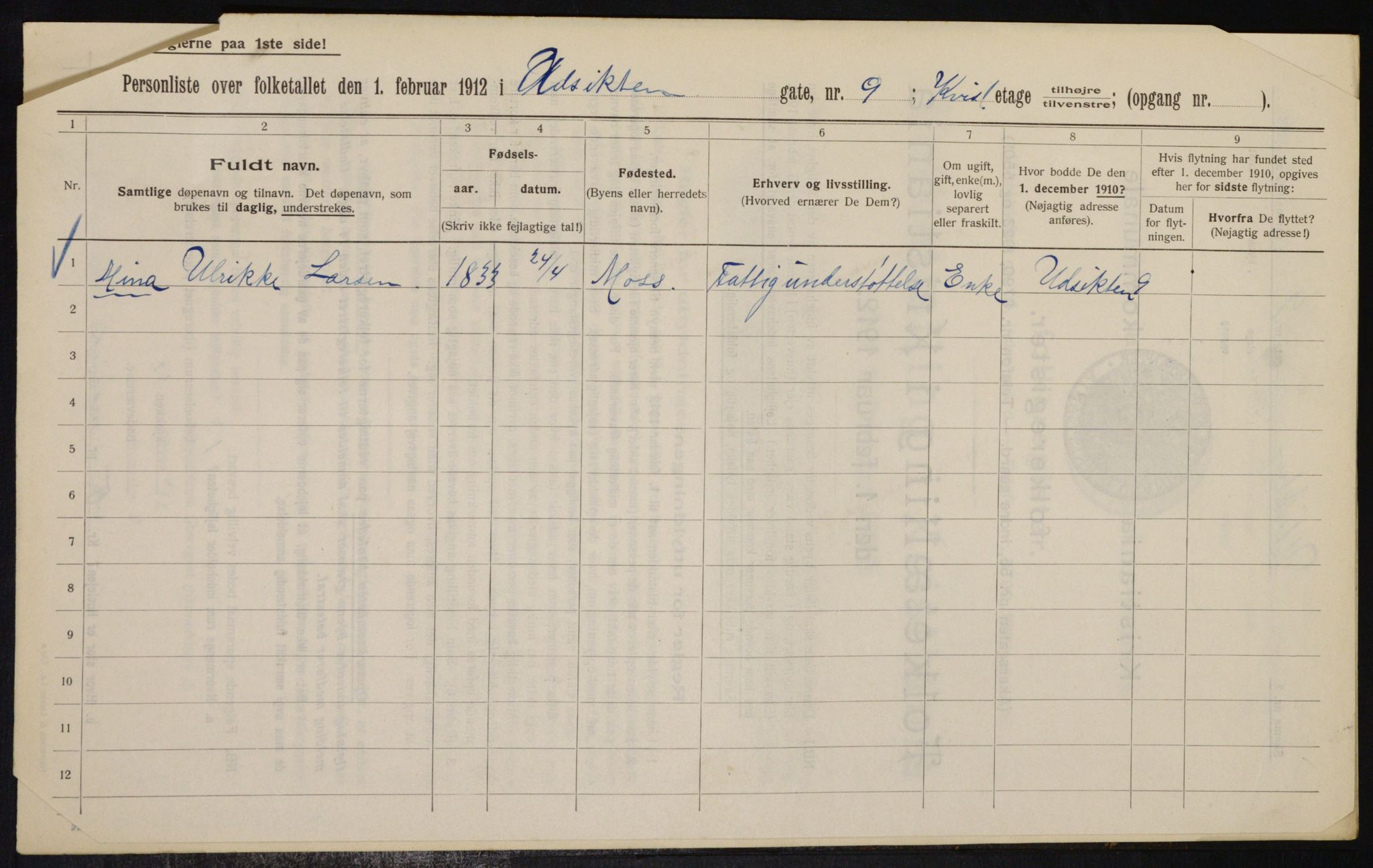 OBA, Municipal Census 1912 for Kristiania, 1912, p. 121346