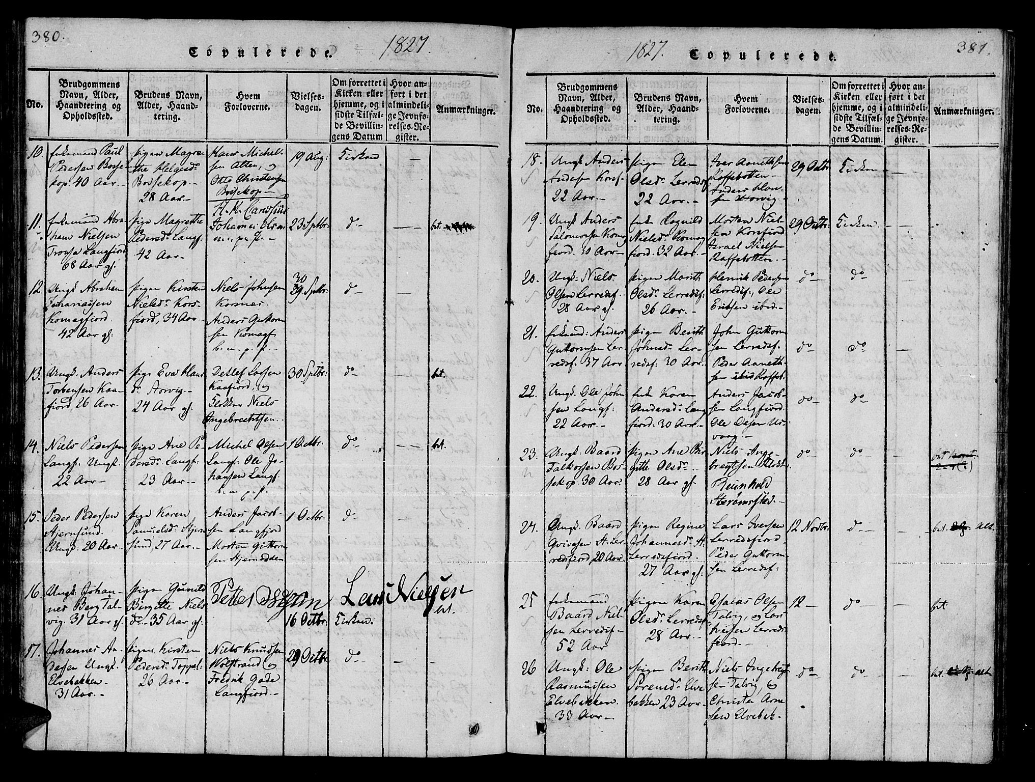 Talvik sokneprestkontor, SATØ/S-1337/H/Ha/L0008kirke: Parish register (official) no. 8, 1821-1837, p. 380-381