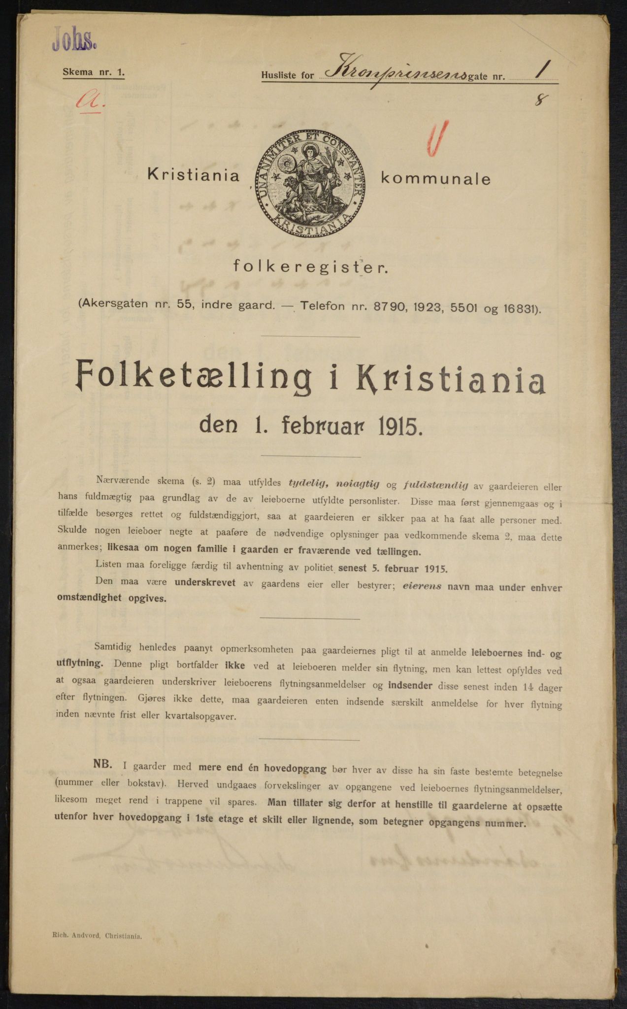 OBA, Municipal Census 1915 for Kristiania, 1915, p. 53981