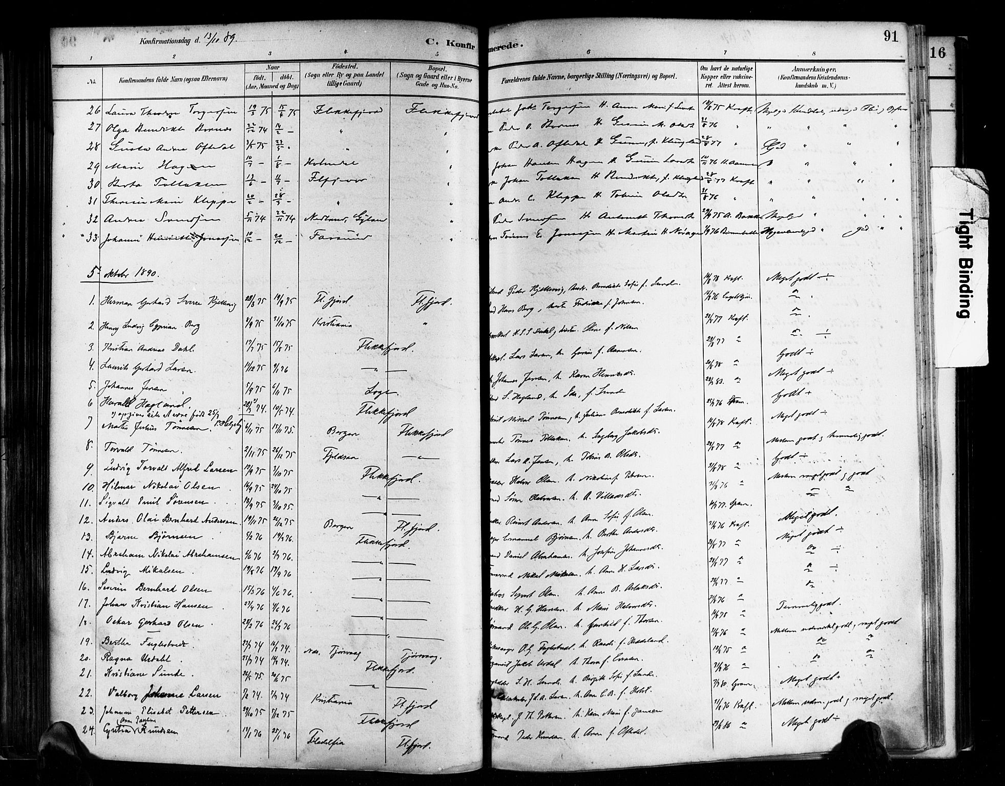 Flekkefjord sokneprestkontor, SAK/1111-0012/F/Fa/Faa/L0001: Parish register (official) no. A 1, 1885-1900, p. 91