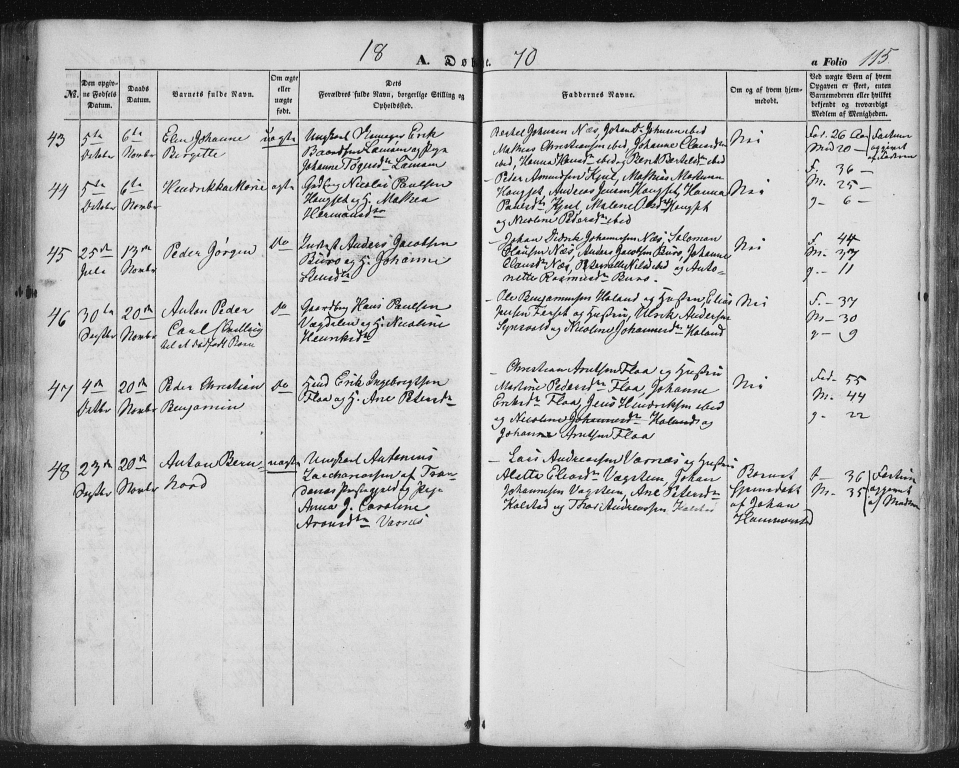 Ministerialprotokoller, klokkerbøker og fødselsregistre - Nordland, AV/SAT-A-1459/816/L0240: Parish register (official) no. 816A06, 1846-1870, p. 115