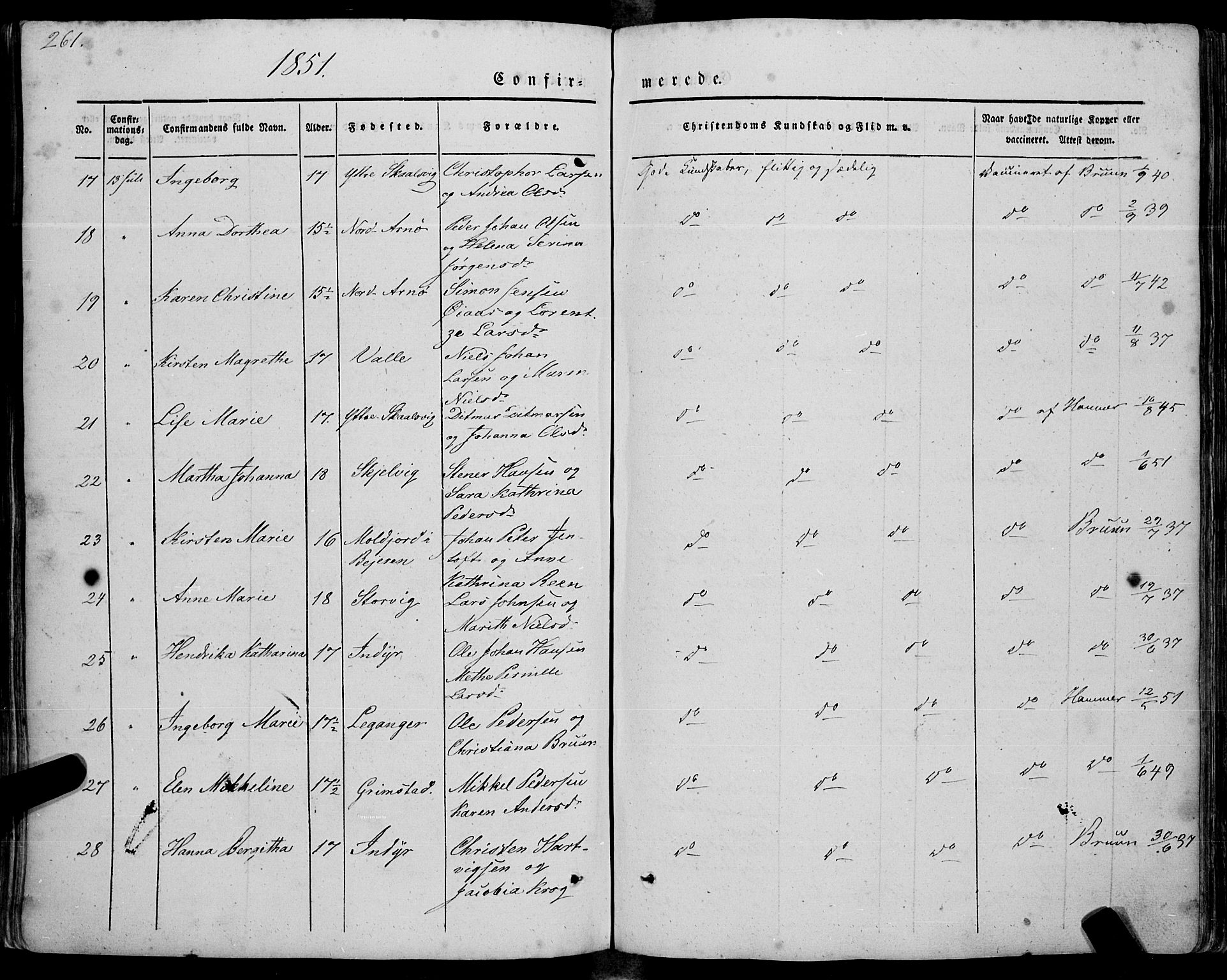 Ministerialprotokoller, klokkerbøker og fødselsregistre - Nordland, AV/SAT-A-1459/805/L0097: Parish register (official) no. 805A04, 1837-1861, p. 261