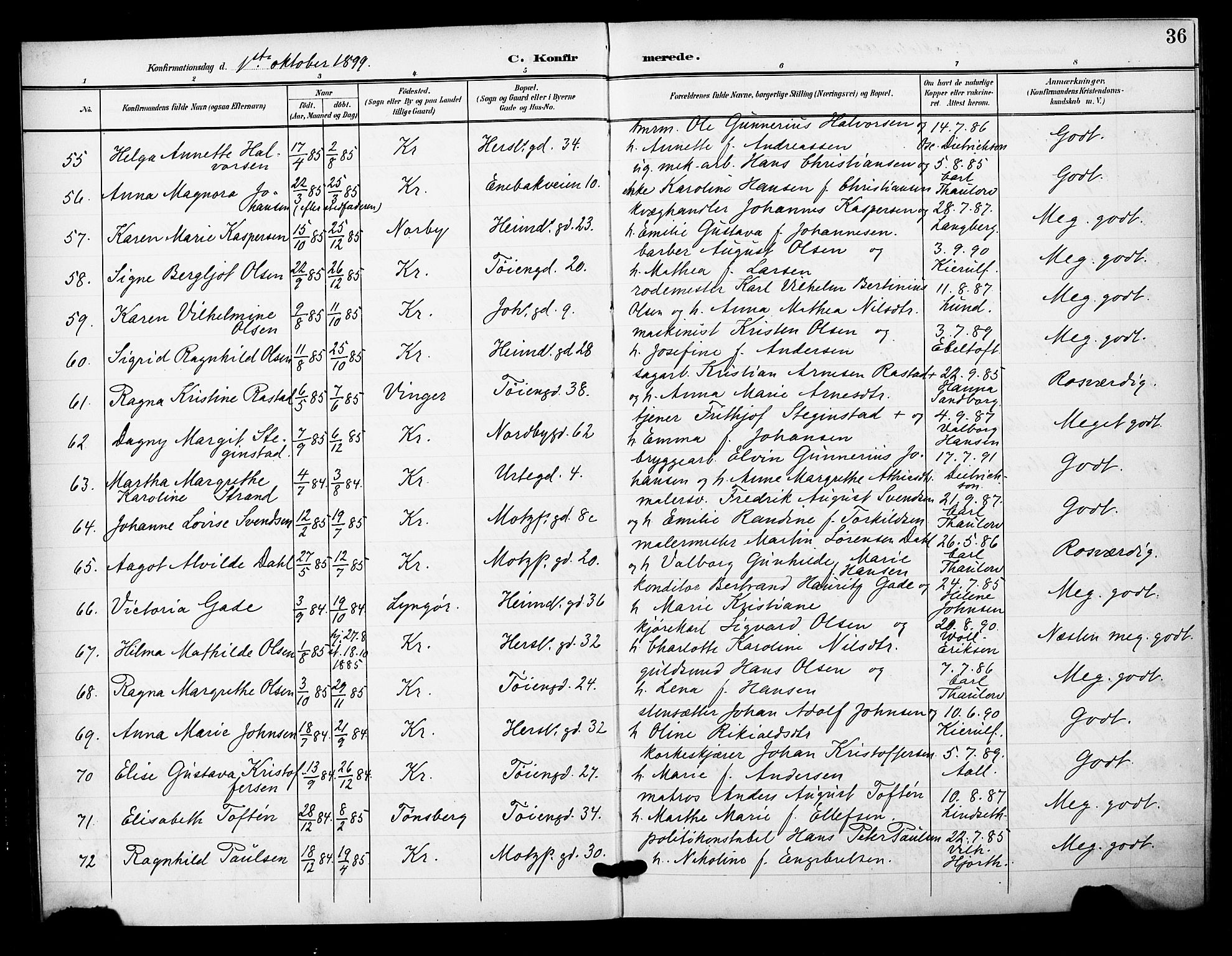 Grønland prestekontor Kirkebøker, AV/SAO-A-10848/F/Fa/L0015: Parish register (official) no. 15, 1899-1919, p. 36
