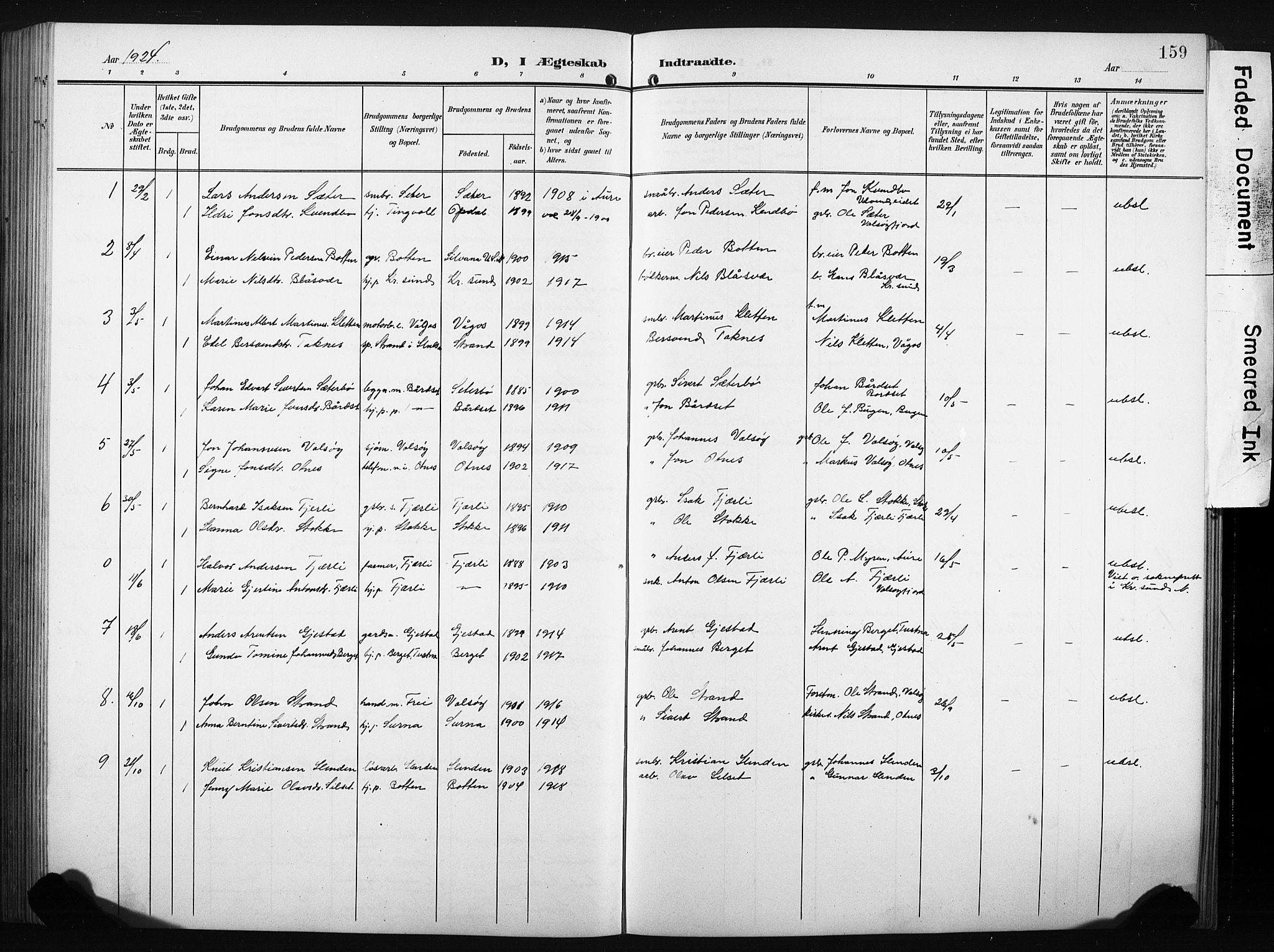 Ministerialprotokoller, klokkerbøker og fødselsregistre - Møre og Romsdal, AV/SAT-A-1454/580/L0927: Parish register (copy) no. 580C02, 1904-1932, p. 159