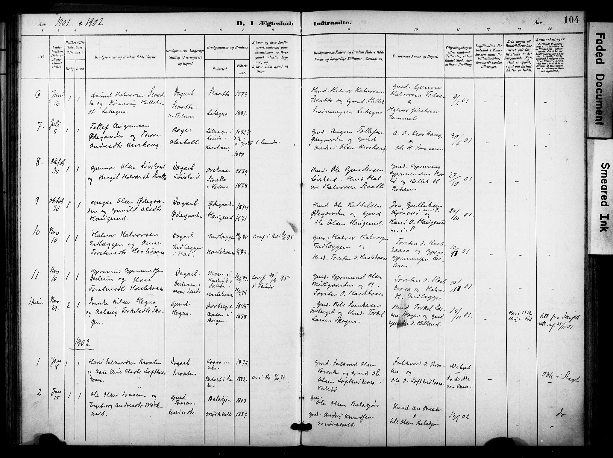 Bø kirkebøker, AV/SAKO-A-257/F/Fa/L0012: Parish register (official) no. 12, 1900-1908, p. 104