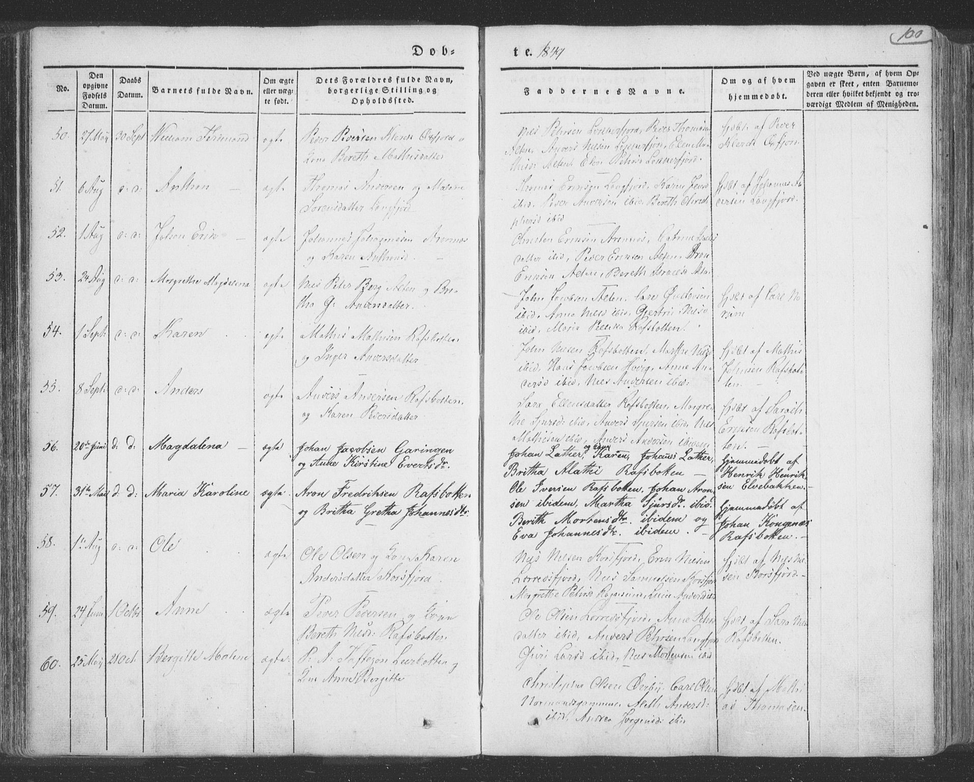 Talvik sokneprestkontor, SATØ/S-1337/H/Ha/L0009kirke: Parish register (official) no. 9, 1837-1852, p. 100