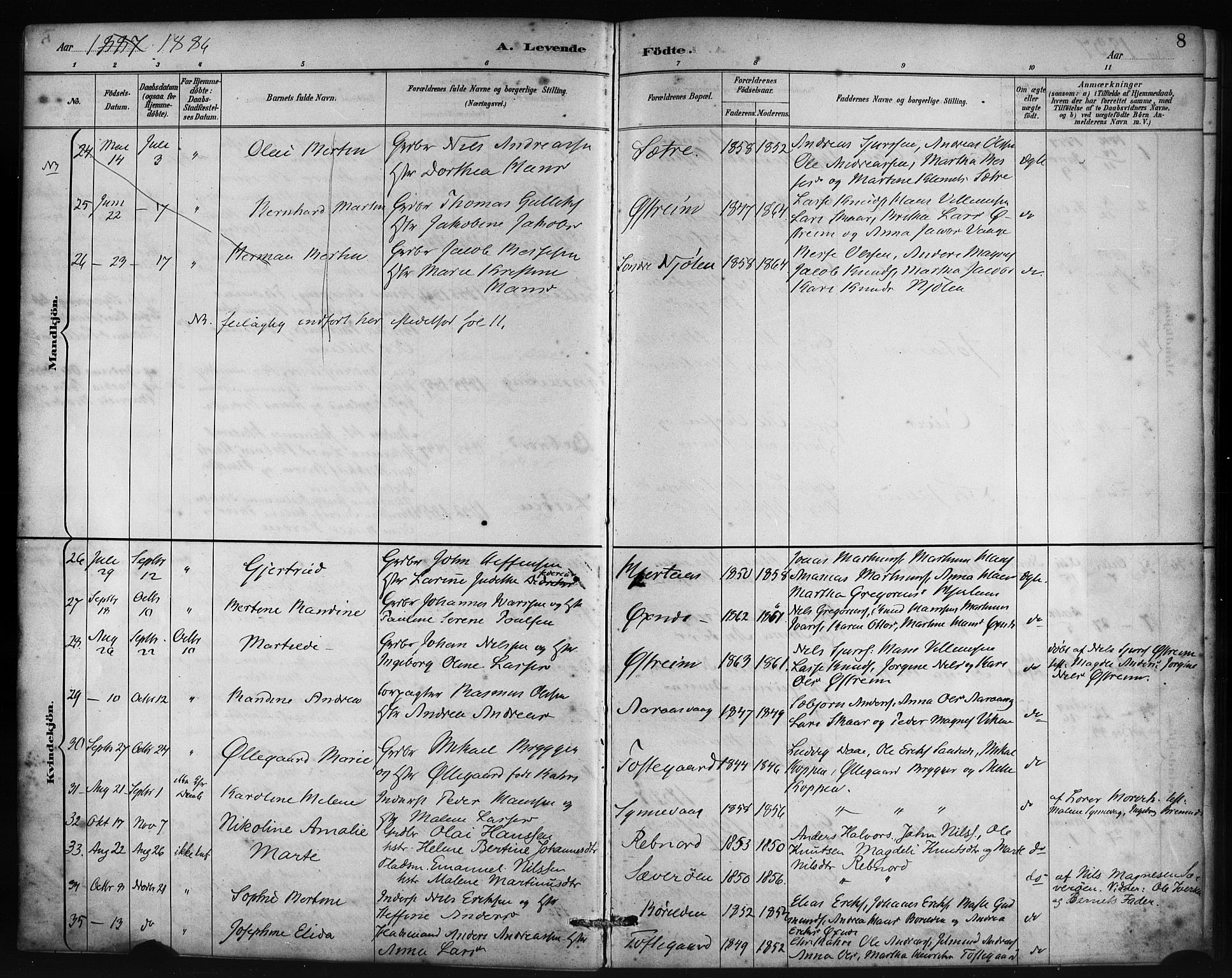 Lindås Sokneprestembete, AV/SAB-A-76701/H/Haa/Haac/L0001: Parish register (official) no. C 1, 1886-1896, p. 8