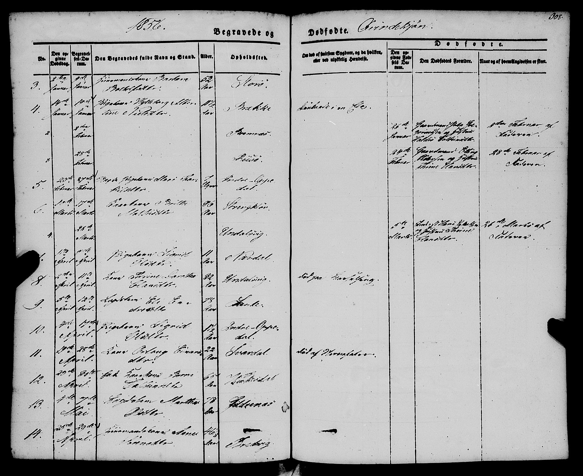 Gulen sokneprestembete, SAB/A-80201/H/Haa/Haaa/L0021: Parish register (official) no. A 21, 1848-1858, p. 308