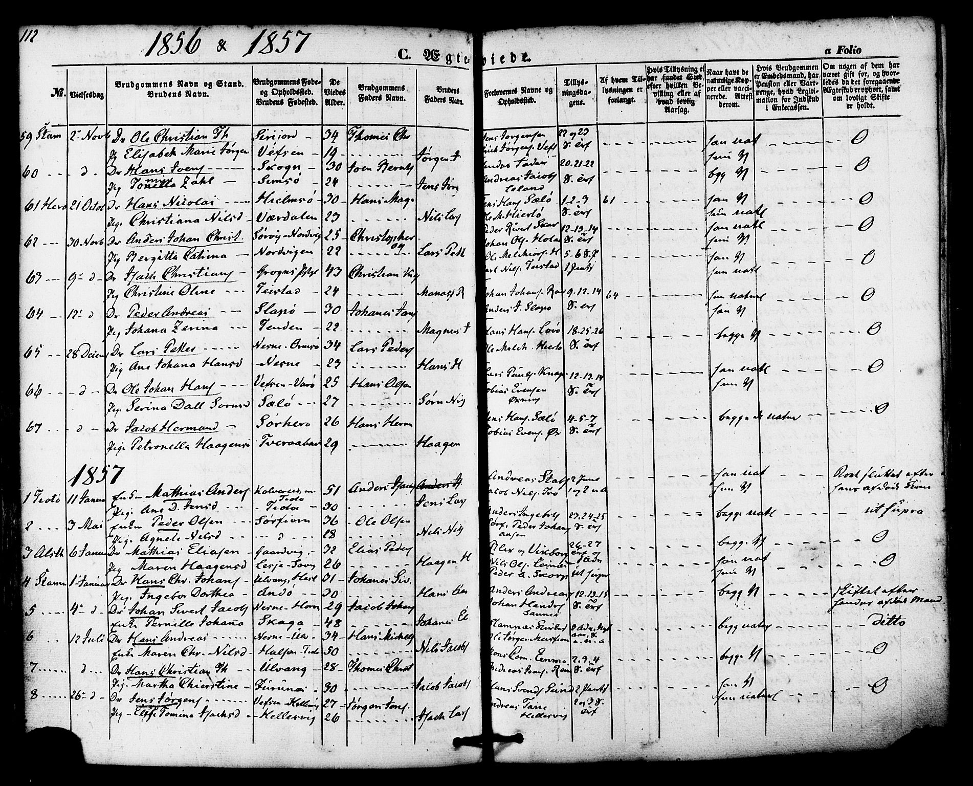 Ministerialprotokoller, klokkerbøker og fødselsregistre - Nordland, AV/SAT-A-1459/830/L0448: Parish register (official) no. 830A12, 1855-1878, p. 112