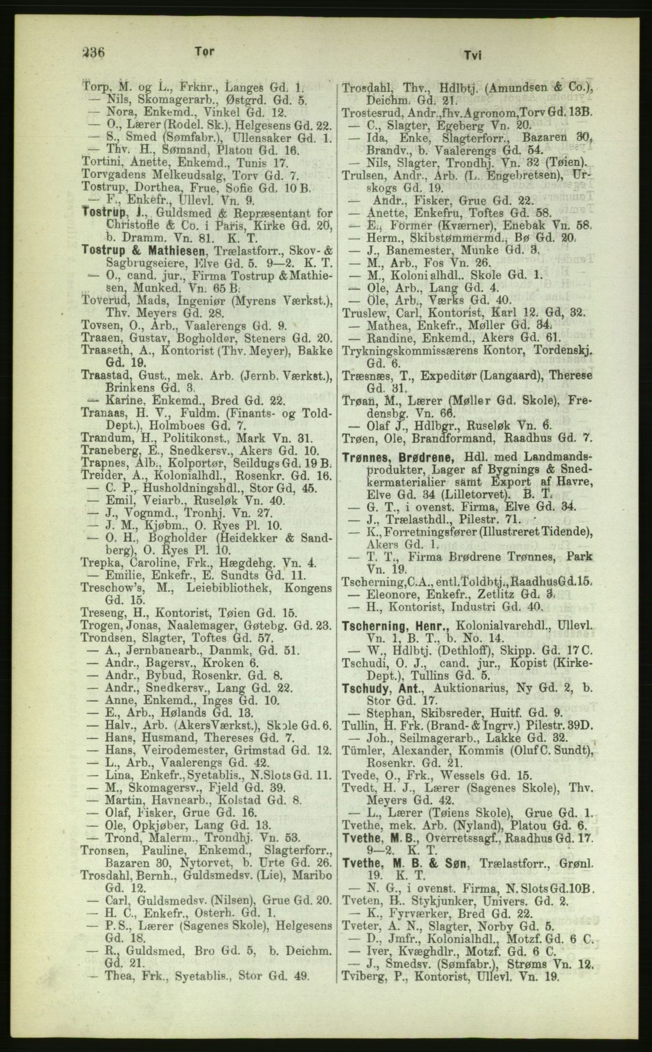 Kristiania/Oslo adressebok, PUBL/-, 1883, p. 236