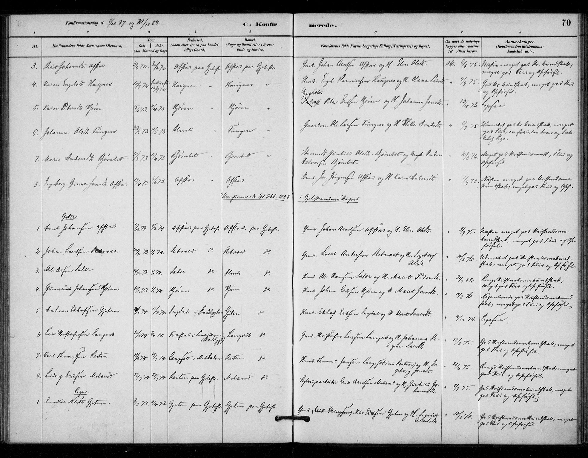 Ministerialprotokoller, klokkerbøker og fødselsregistre - Sør-Trøndelag, SAT/A-1456/670/L0836: Parish register (official) no. 670A01, 1879-1904, p. 70