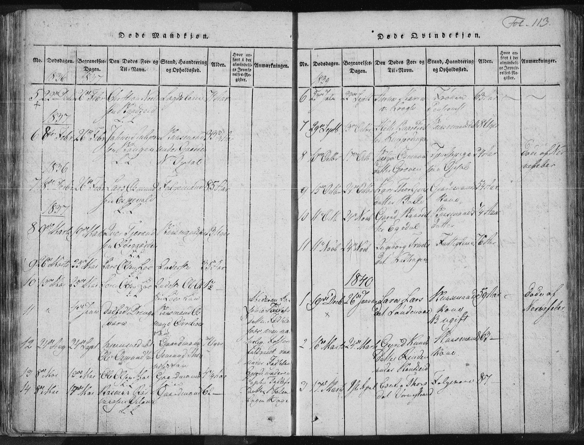 Vikedal sokneprestkontor, SAST/A-101840/01/IV: Parish register (official) no. A 3, 1817-1850, p. 113