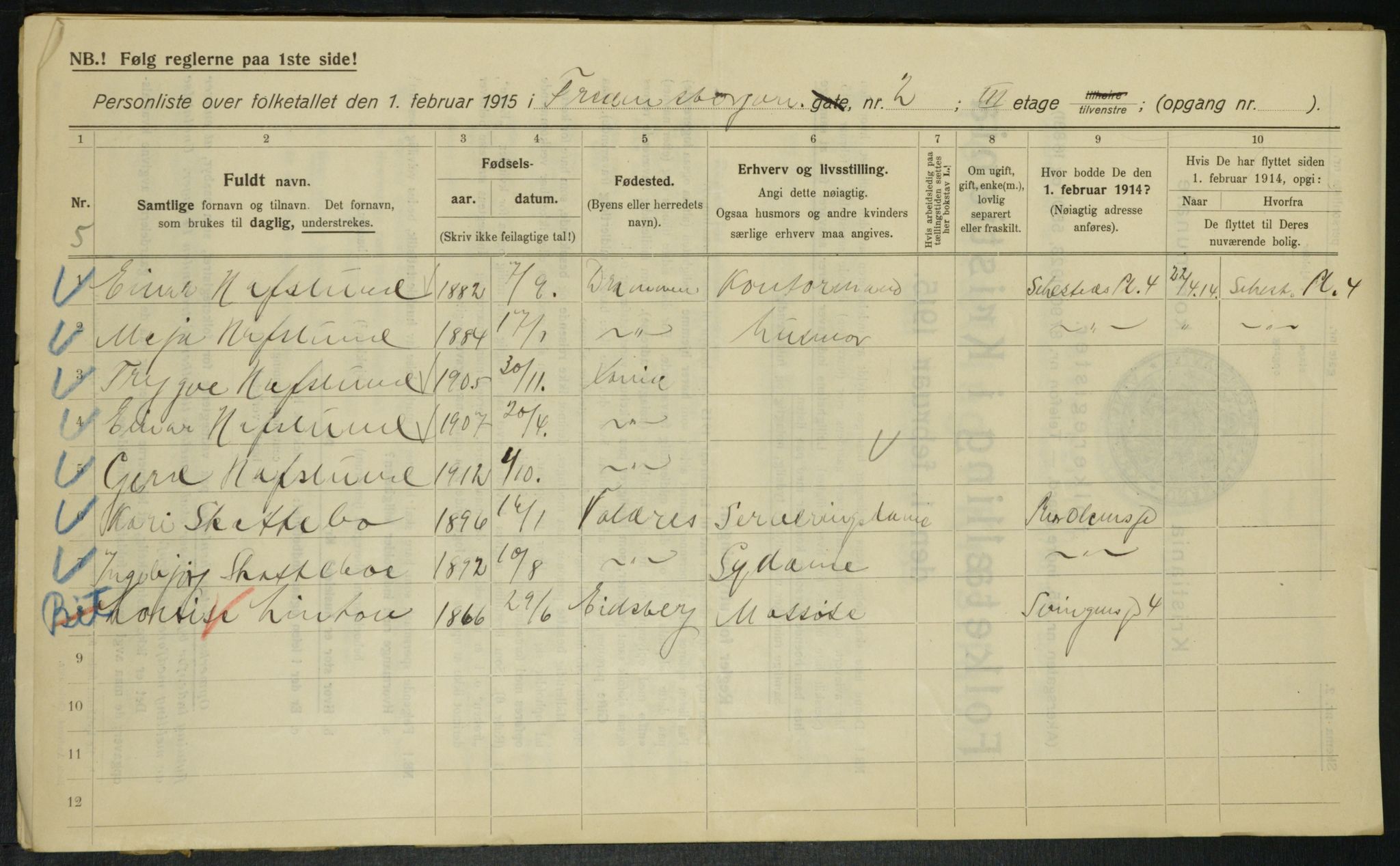 OBA, Municipal Census 1915 for Kristiania, 1915, p. 25036