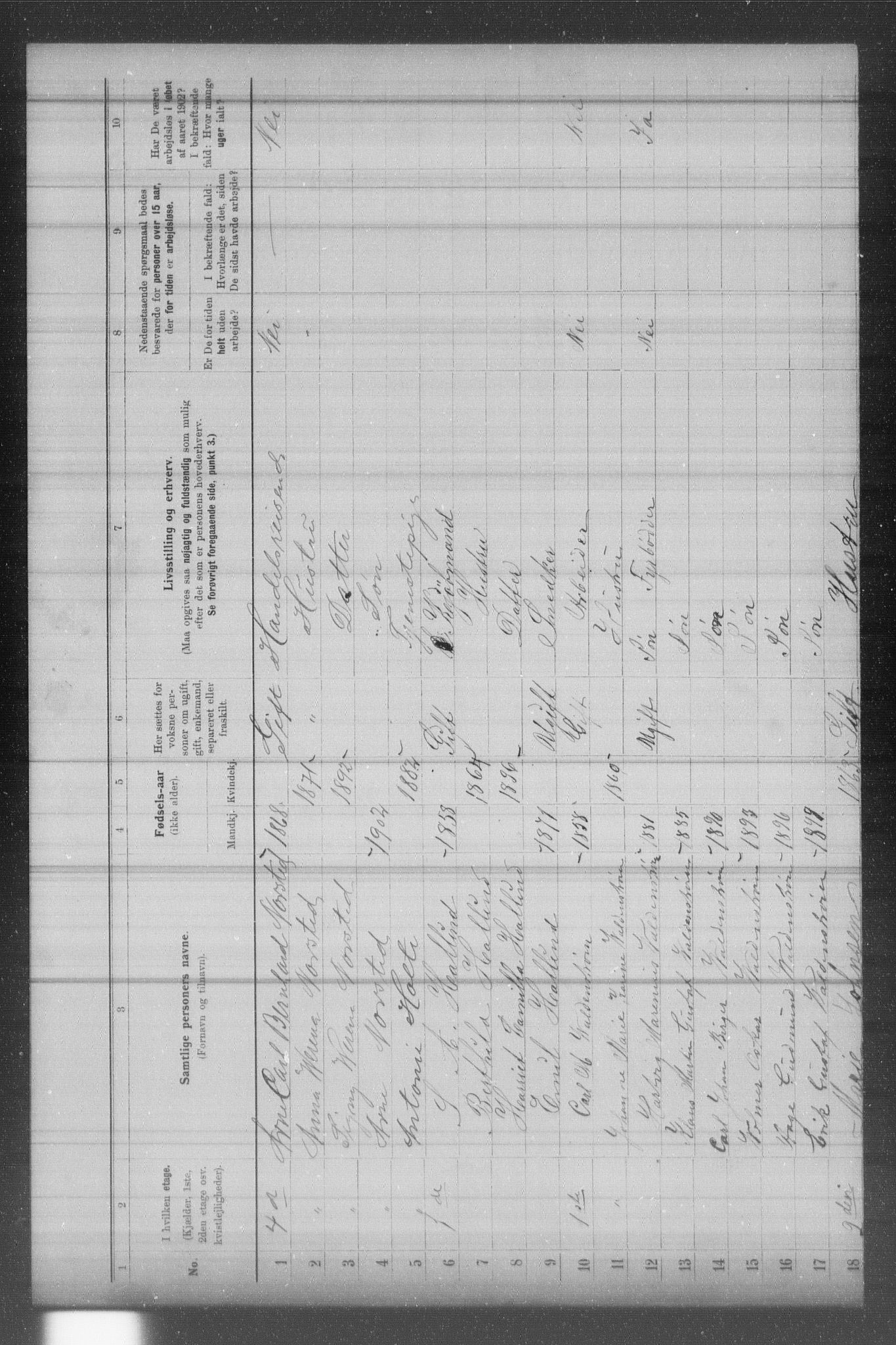 OBA, Municipal Census 1902 for Kristiania, 1902, p. 1578