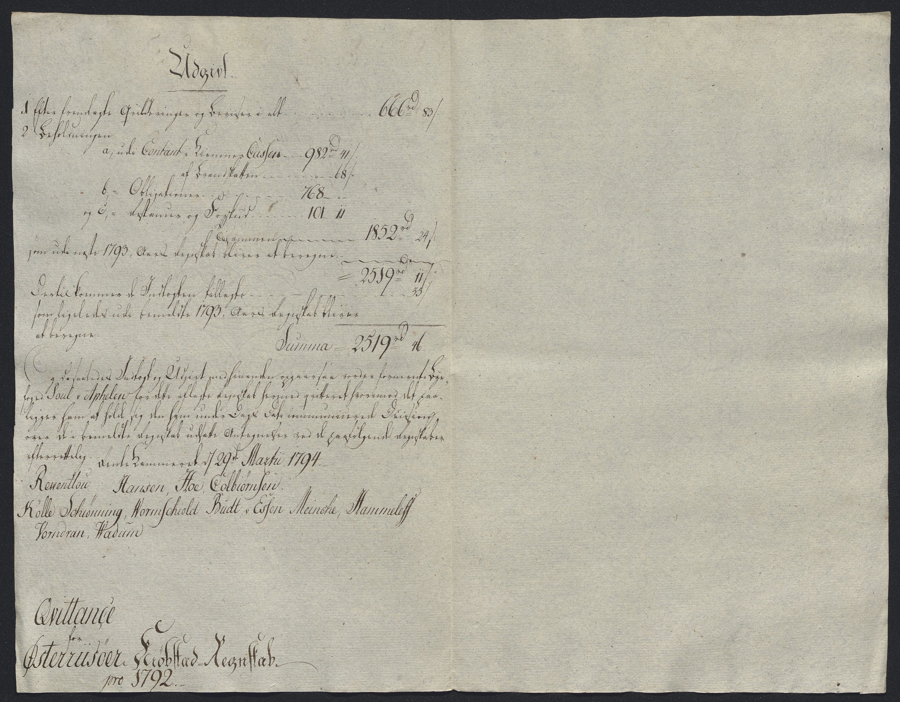 Danske Kanselli 1800-1814, AV/RA-EA-3024/K/Kk/Kka/Kkac/L0234: Kjøpstadregnskap Øster Risør, 1791-1795, p. 106