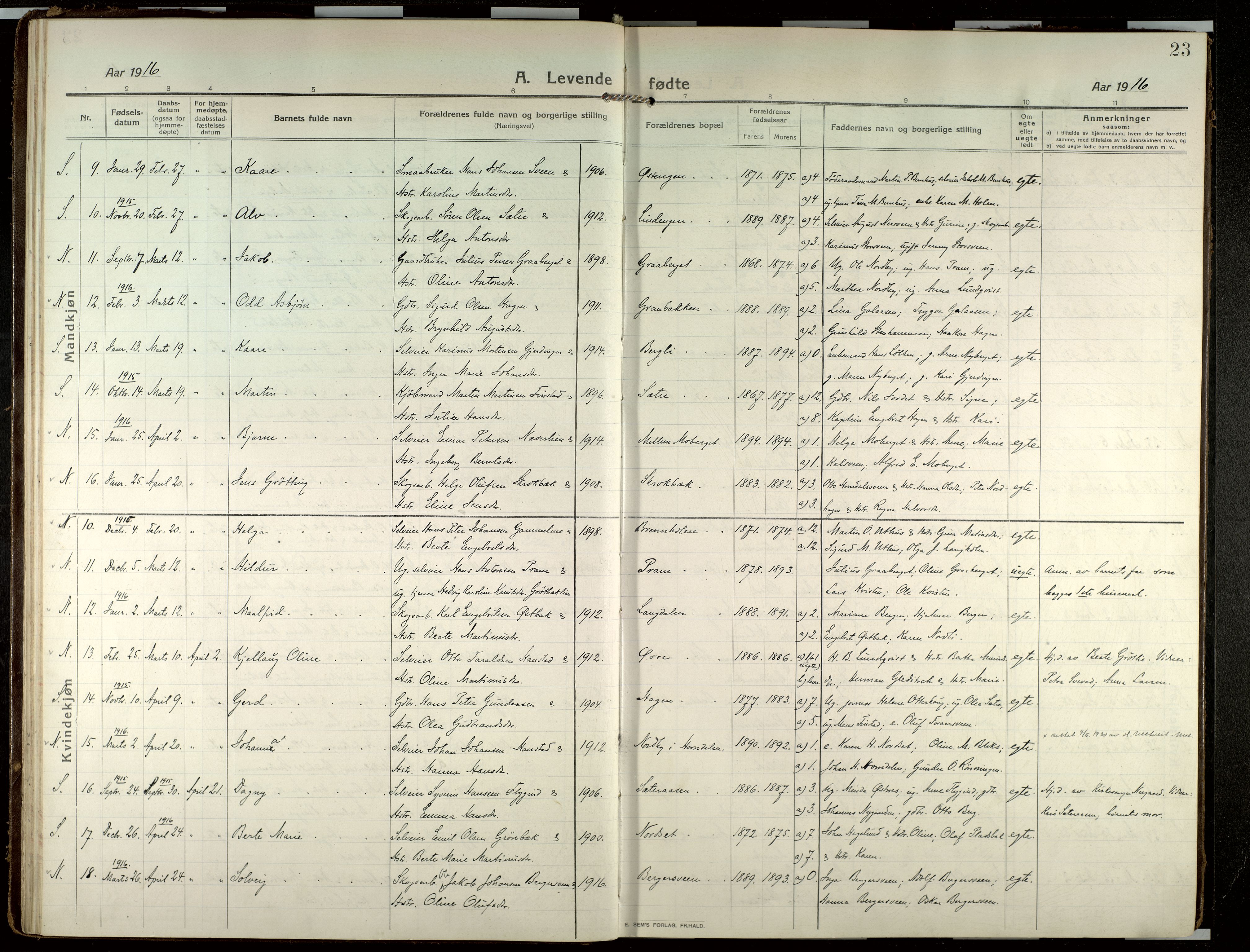 Elverum prestekontor, AV/SAH-PREST-044/H/Ha/Haa/L0022: Parish register (official) no. 22, 1913-1924, p. 23