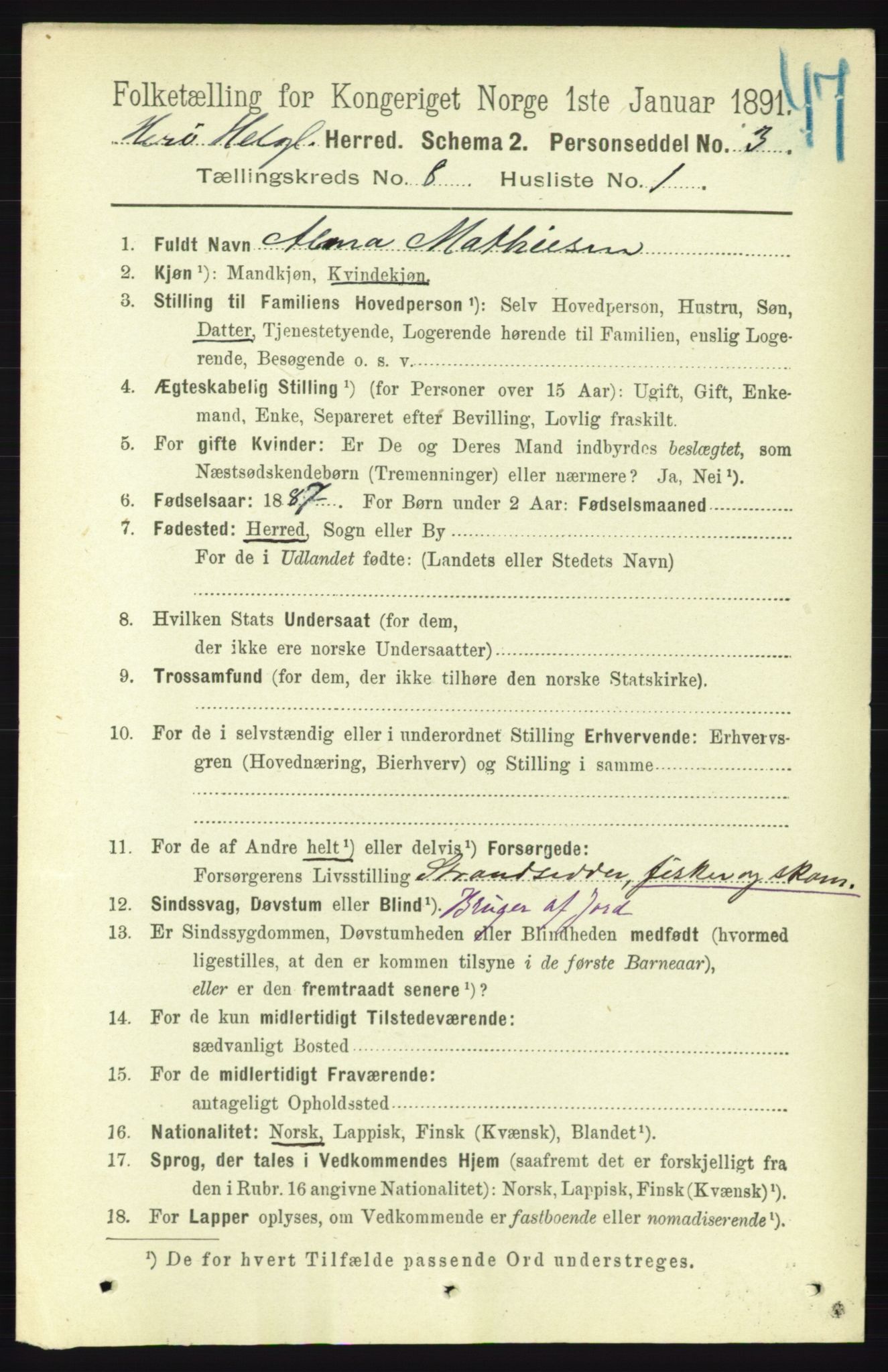 RA, 1891 census for 1818 Herøy, 1891, p. 2594