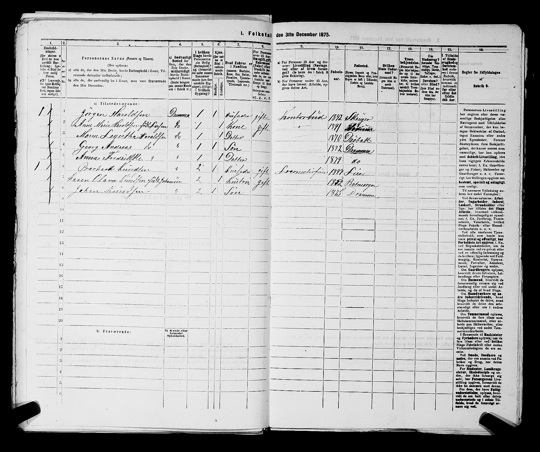 SAKO, 1875 census for 0602 Drammen, 1875, p. 2536