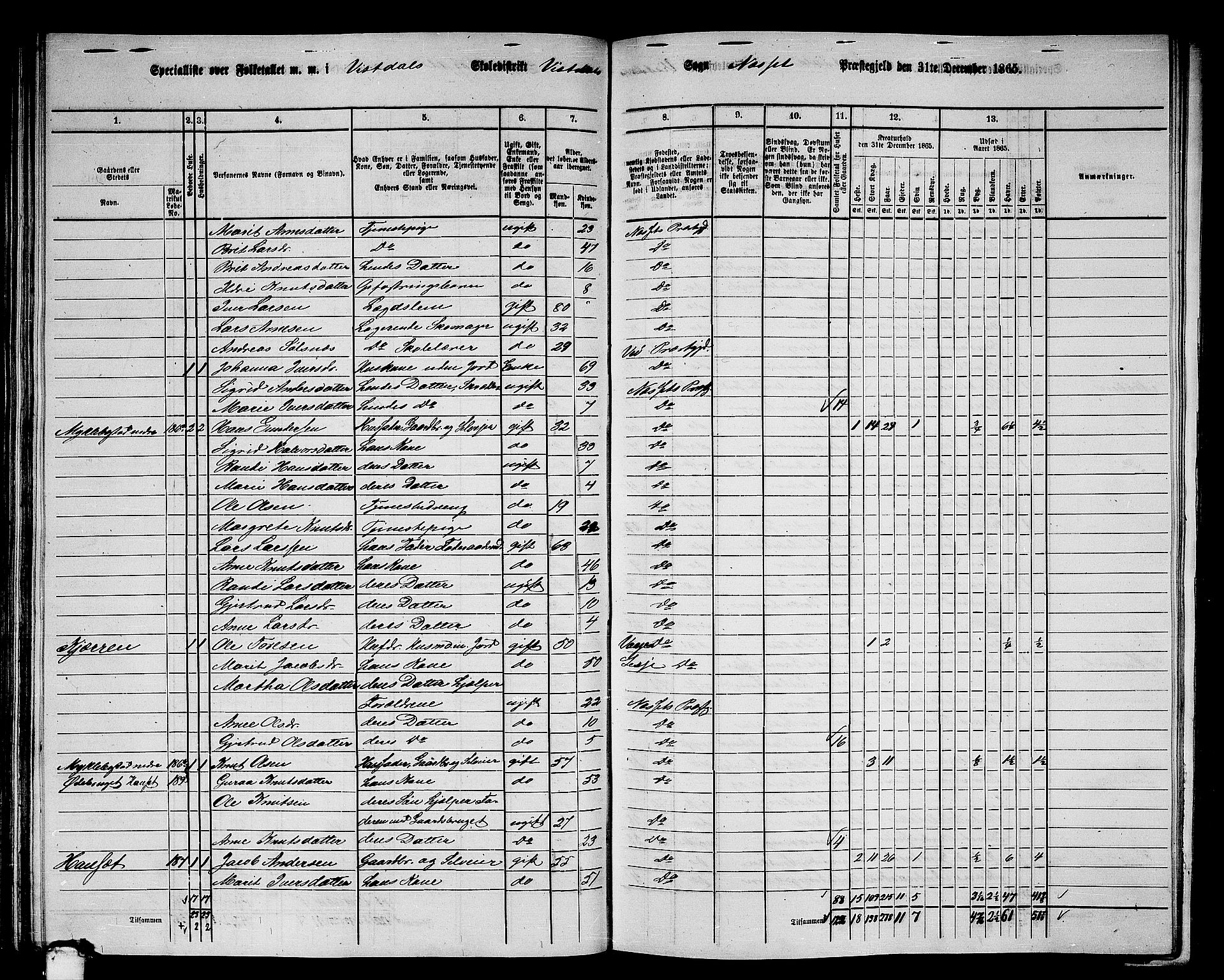 RA, 1865 census for Nesset, 1865, p. 125