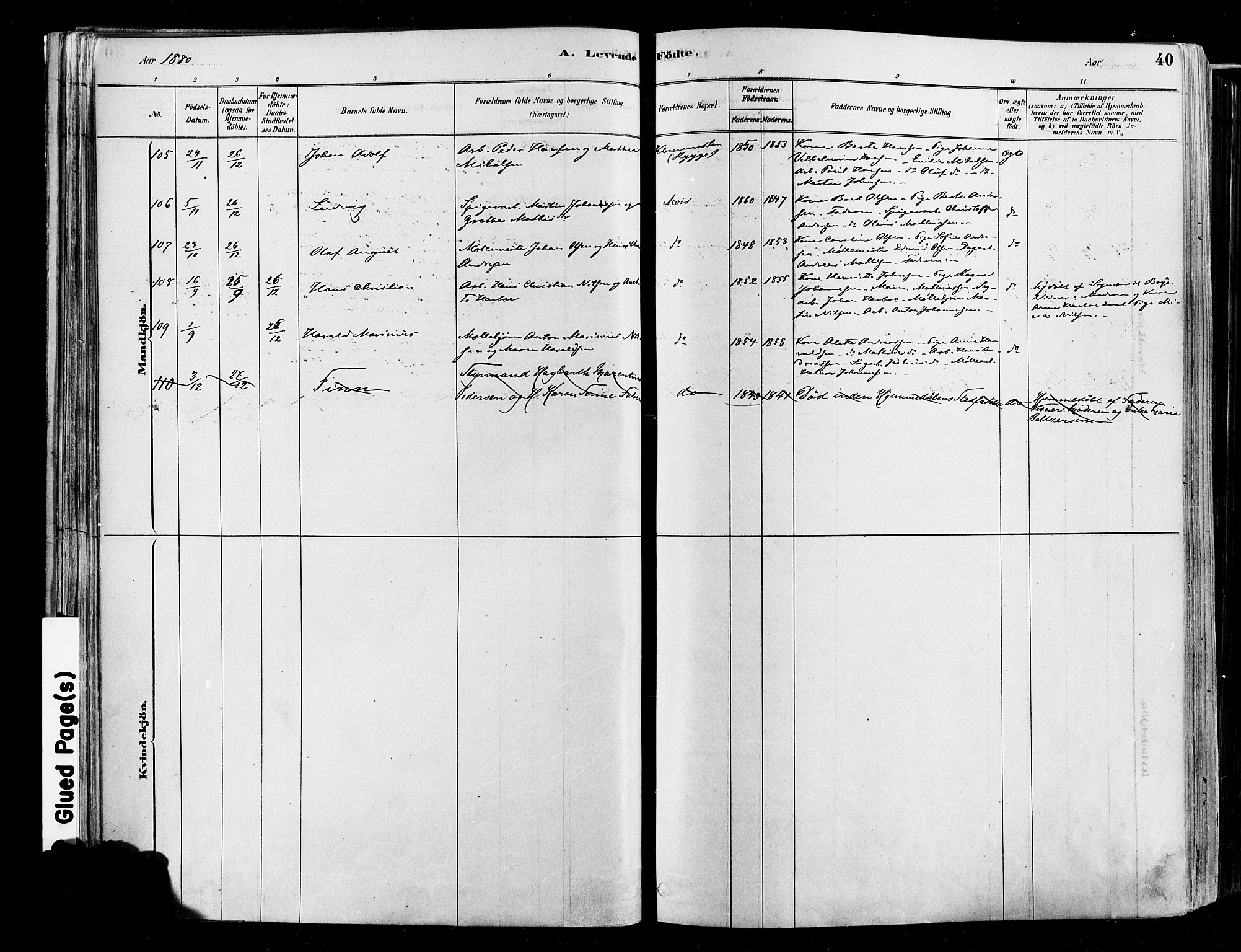 Moss prestekontor Kirkebøker, AV/SAO-A-2003/F/Fb/L0001: Parish register (official) no. II 1, 1878-1886, p. 40