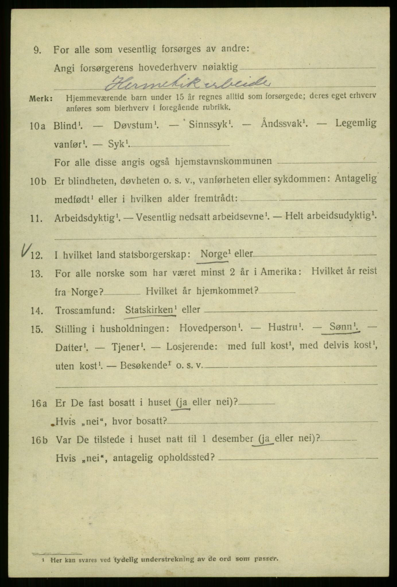 SAB, 1920 census for Bergen, 1920, p. 118412