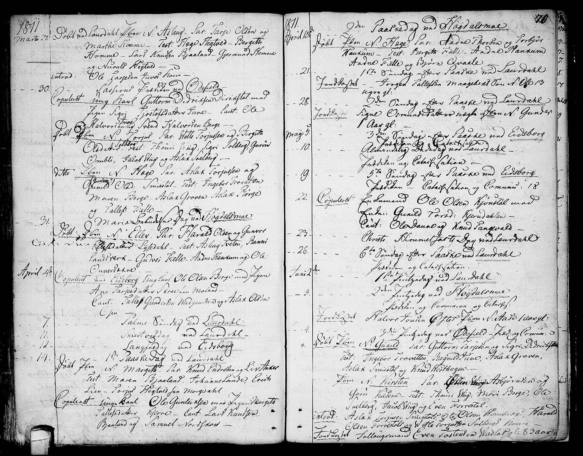 Lårdal kirkebøker, SAKO/A-284/F/Fa/L0004: Parish register (official) no. I 4, 1790-1814, p. 70
